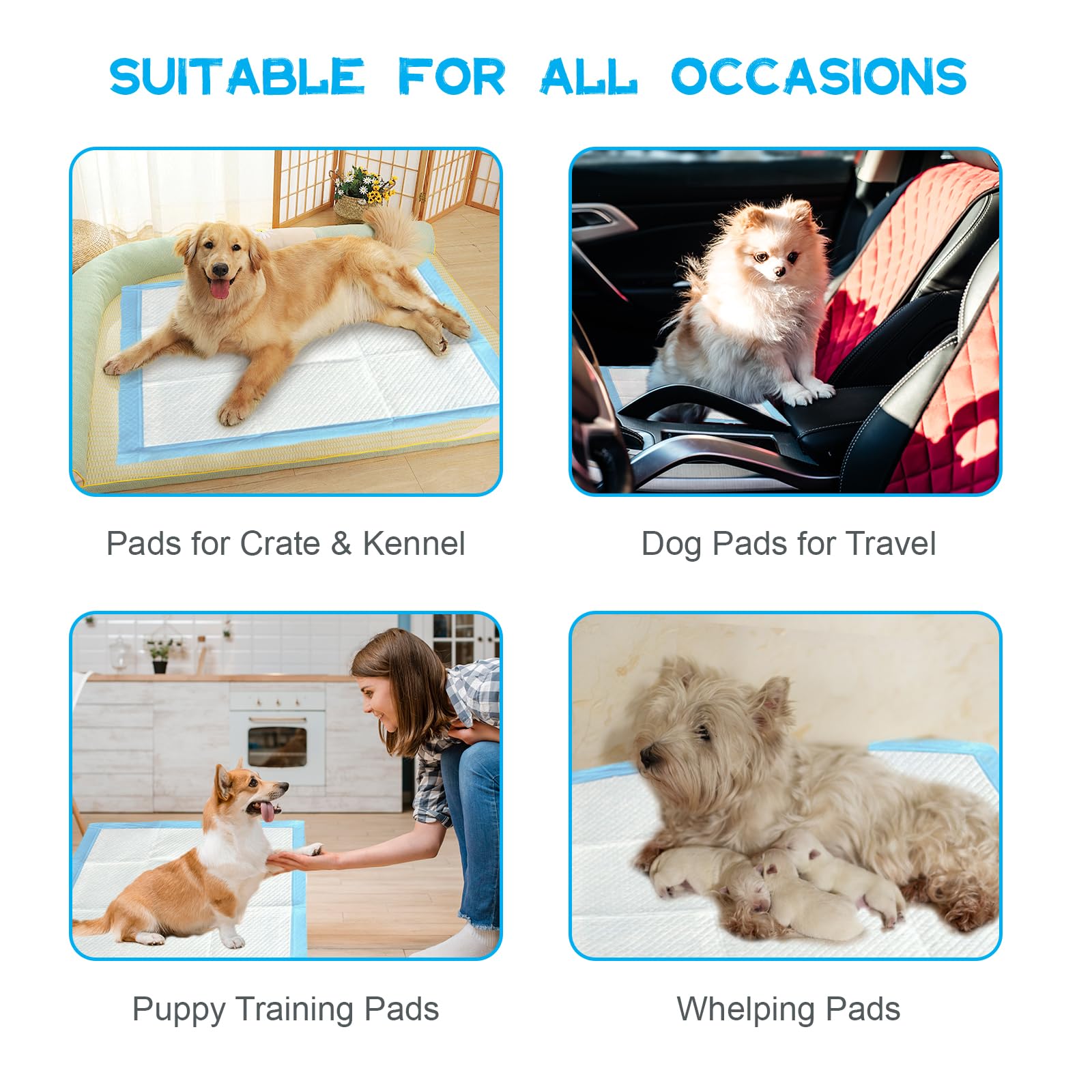 Trainingspad für Hunde Welpenunterlagen, Superabsorbierendes & Auslaufsichere Wickelunterlagen, 60 x 90 cm Extra Große, Dicke Pet Pads, 20 Stück