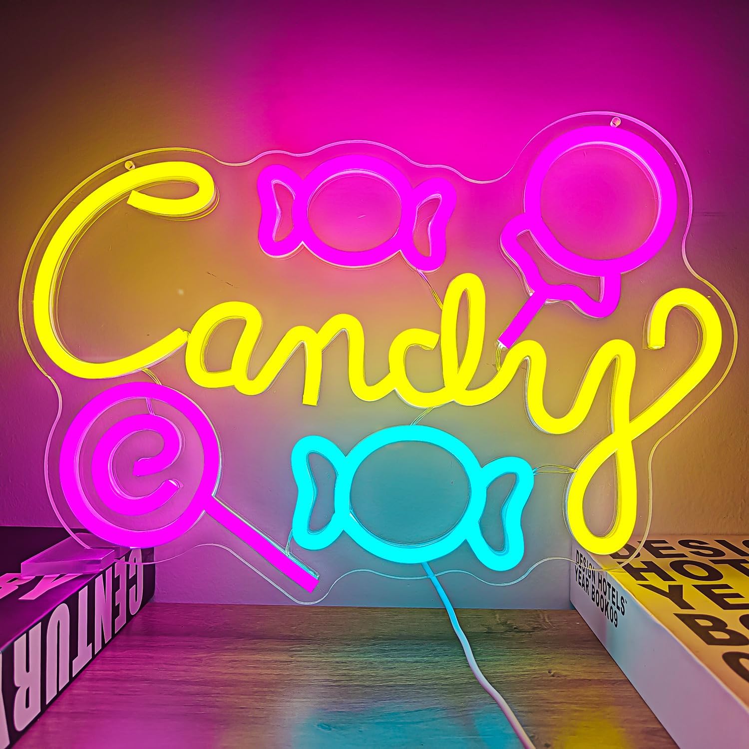 Amazon.com: Candy Neon Sign Lollipop Neon Sign for wall decor Dimmable ...