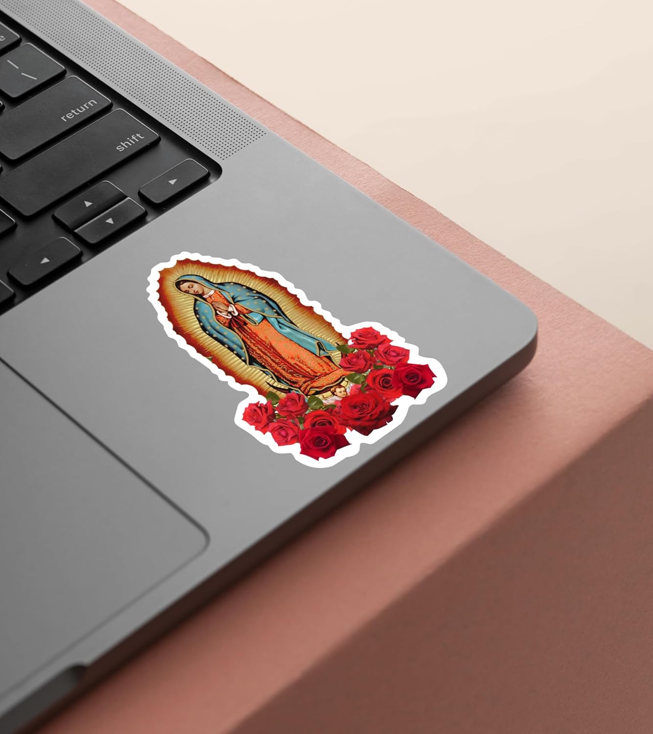 Saint Virgin Mary Sticker – Our Lady of Guadalupe Vinyl Decal with Rose, Catholic Religious Stickers for Car, Laptop, Prayer & Bumper (3" H) - Image 4