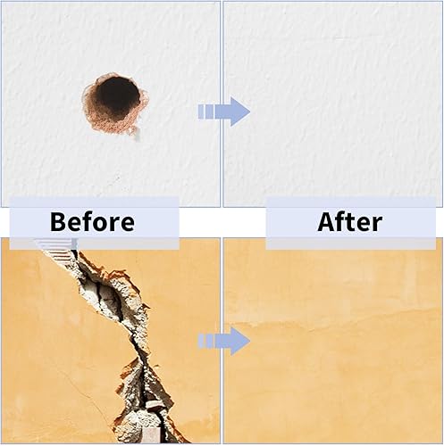 Miniatura 5 de Kit de reparación de paneles de yeso, 10 piezas, parche autoadhesivo de paneles de yeso de 246 pulgadas con raspador y papeles de lija, kit de