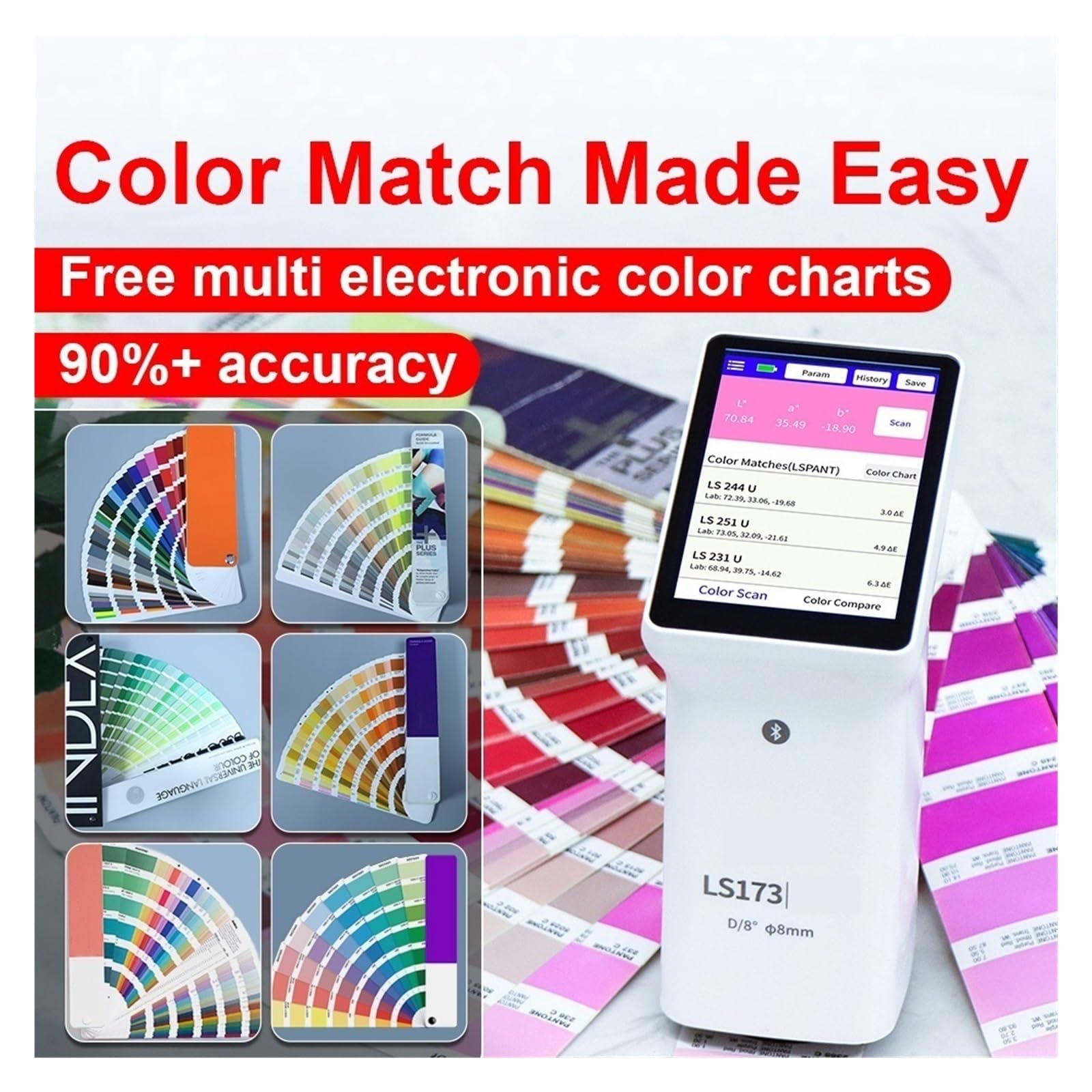 Espectrofotómetro, Colorímetro Portátil LS173 D/8, Barato, Medidor De Color, Digital Para Pintura