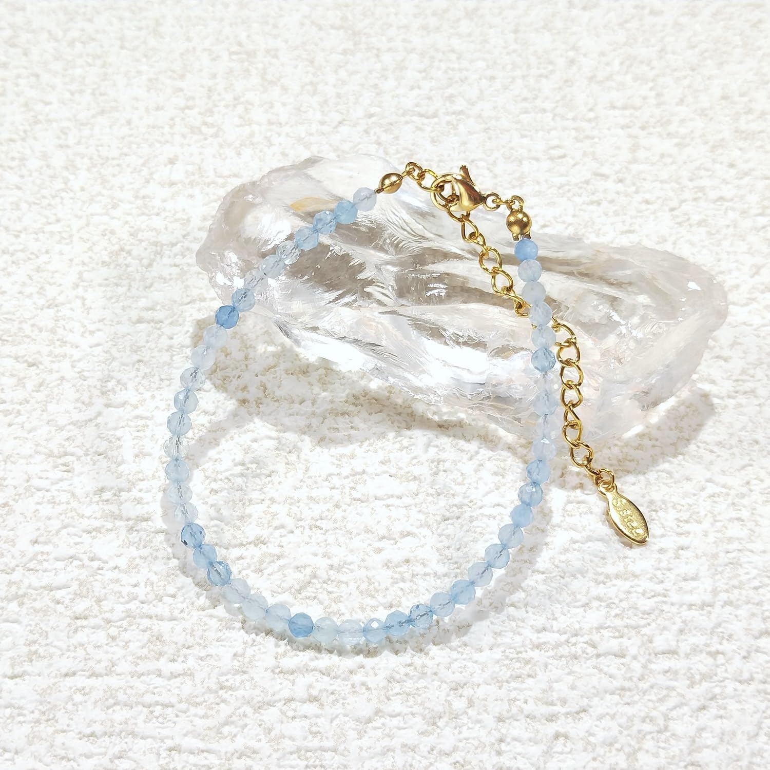 Natural Stone Larimar 3mm Beaded Adjustable Bracelet Minimalist Handmade Healing Crystal Jewelry For Women Men Unisex Jewelry - Image 3