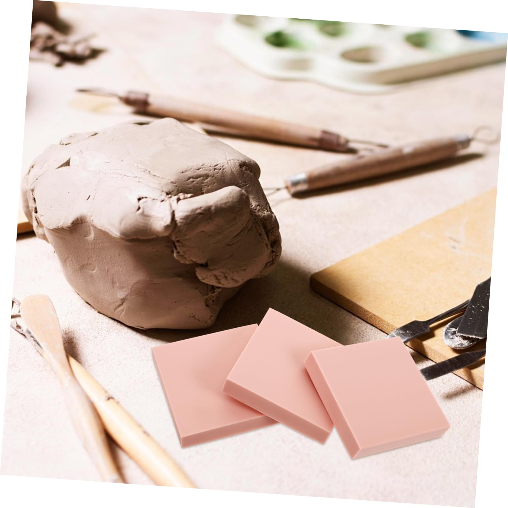 Housoutil 10pcs Rubber Piles Letter Stamps for Clay Engraving Block Rubber Material Rubber Blocks Accessories Rubber Stamp Multi-Function Rubber Blocks Hand Carved Rubber Bricks Eraser Pink