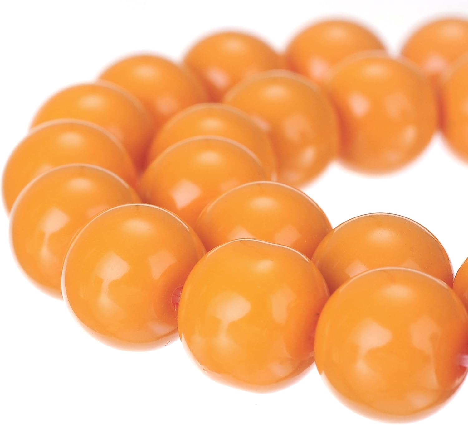 RUBYCA Round Opaque Painted Druk Czech Glass Beads Bulk Jewelry Making Supplies Strand (Orange, 12mm), Orange Peel