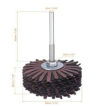 uxcell 研磨布フラップホイールサンディングスター 2個 1/4インチシャンク 木工用根彫り 家具研磨用 80グリット