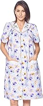 Casual Nights Women's Snap - Front House Dress Short Sleeve Woven Housecoat Duster Lounger Robe with Pockets