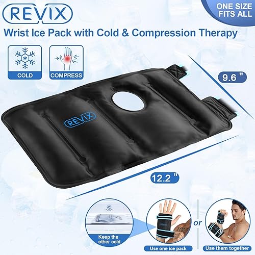 Miniatura 7 de REVIX Bolsa de hielo de muñeca para alivio del túnel carpiano, paquetes de hielo de gel reutilizables para lesiones en las manos, compresas frías,
