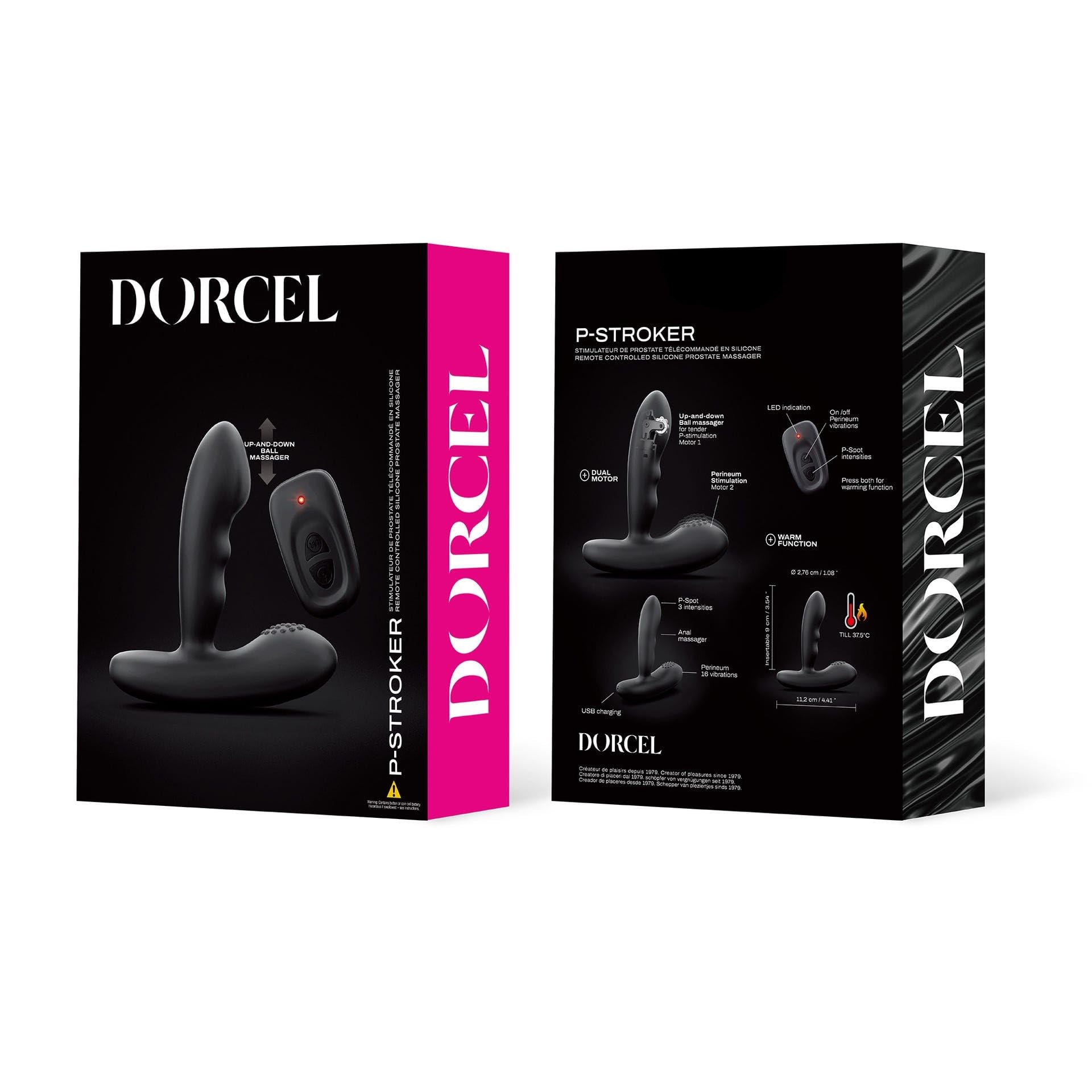 Dorcel P-Stroker Remote control Masajeador de próstata 6072073 Black Ø 2,7 x 9 x 11,2 cm