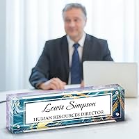 Vista 9 de Placa con nombre para escritorio, placa con nombre personalizada de doble cara para decoración de escritorio de oficina para mujeres y hombres