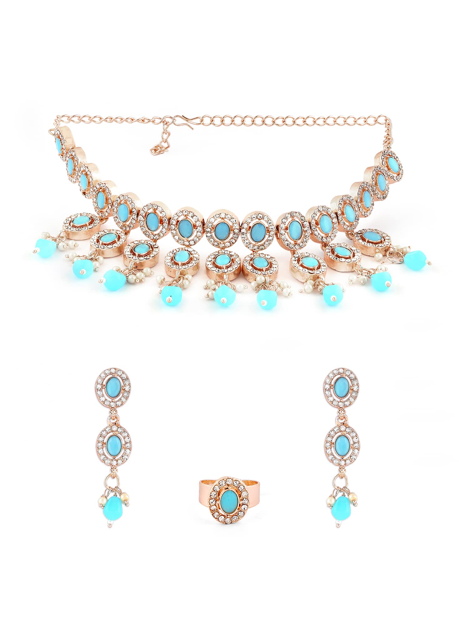 See full amazon price history chart for ZAVERI PEARLS Turquoise Blue Dazzling Stones Beads Drop Necklace Earring & Ring Set For Women-ZPFK16016 ZAVERI PEARLS Turquoise Blue Dazzling Stones Beads Drop Necklace Earring & Ring Set For Women-ZPFK16016 (B0C4TWVL7D) Amazon Price History, Amazon Price Tracker