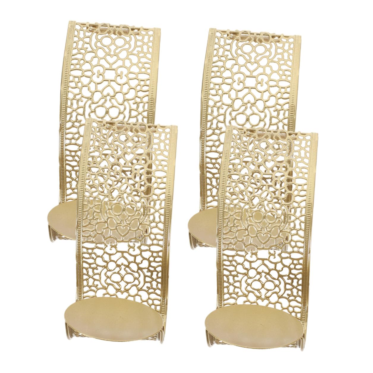 Candelabros de pared dorados multipropósito y delicados de hierro para eventos, 4 piezas