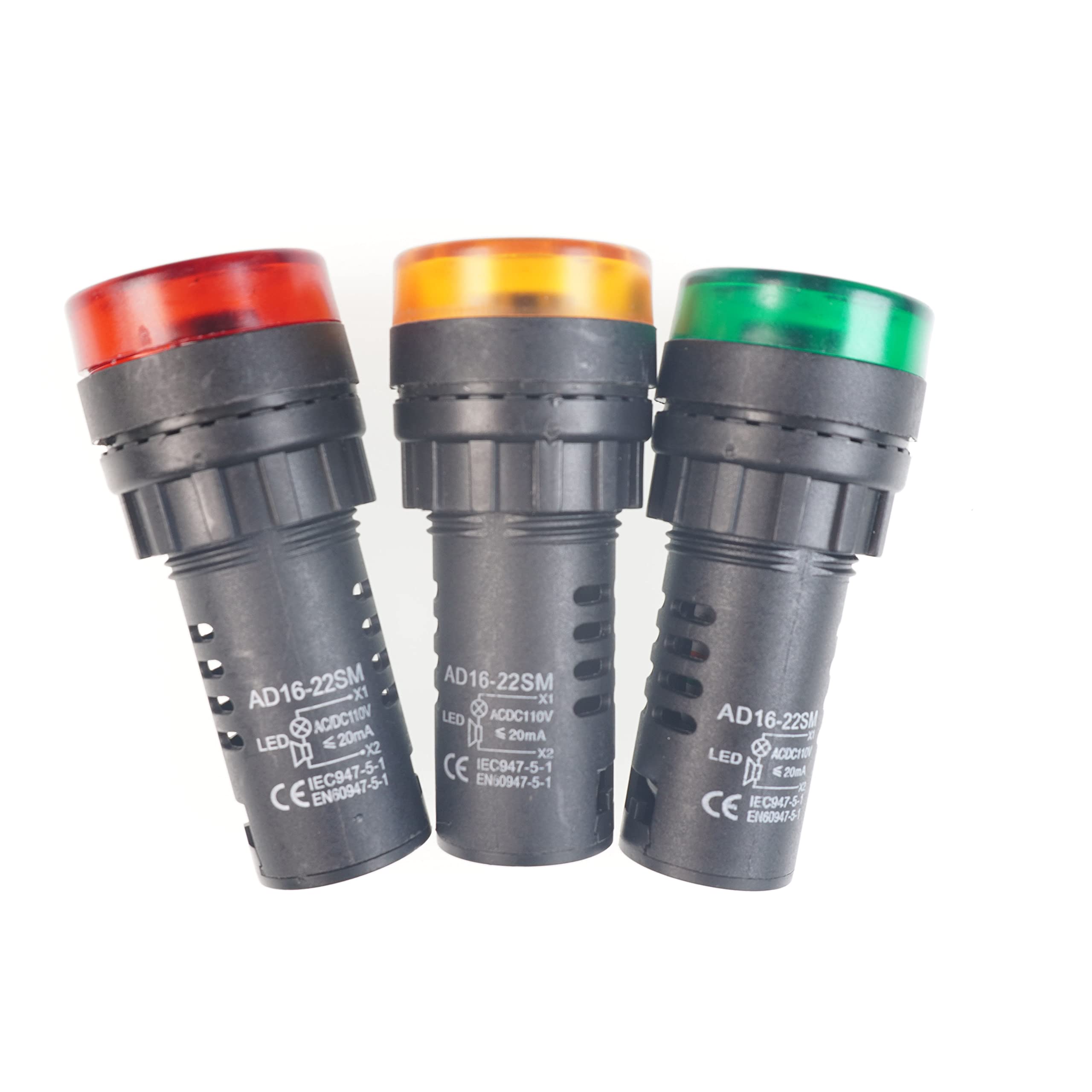 HSF 22mm Buzzer 110/120V LED Buzzer Flash Alarm Signal Indicator Light AD16-16SM-RR110V(3Pcs)