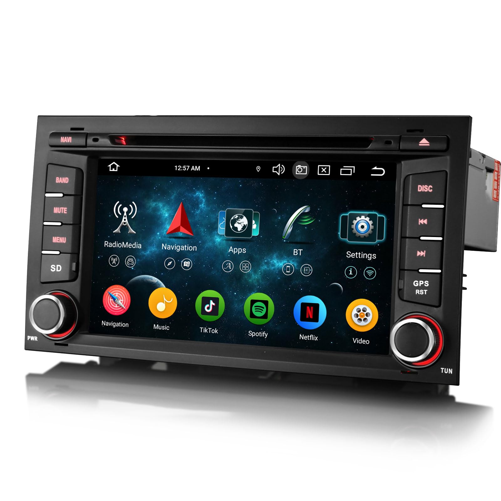 Erisin Android 14 8-Core 4GB+64GB Autoradio GPS Navigatore per Seat Leon 7 pollici Lettore DVD IPS Schermo tattile Supporti Bluetooth 5.0 Senza fili CarPlay Android Auto WiFi DSP CANbus OBD2 SWC FM
