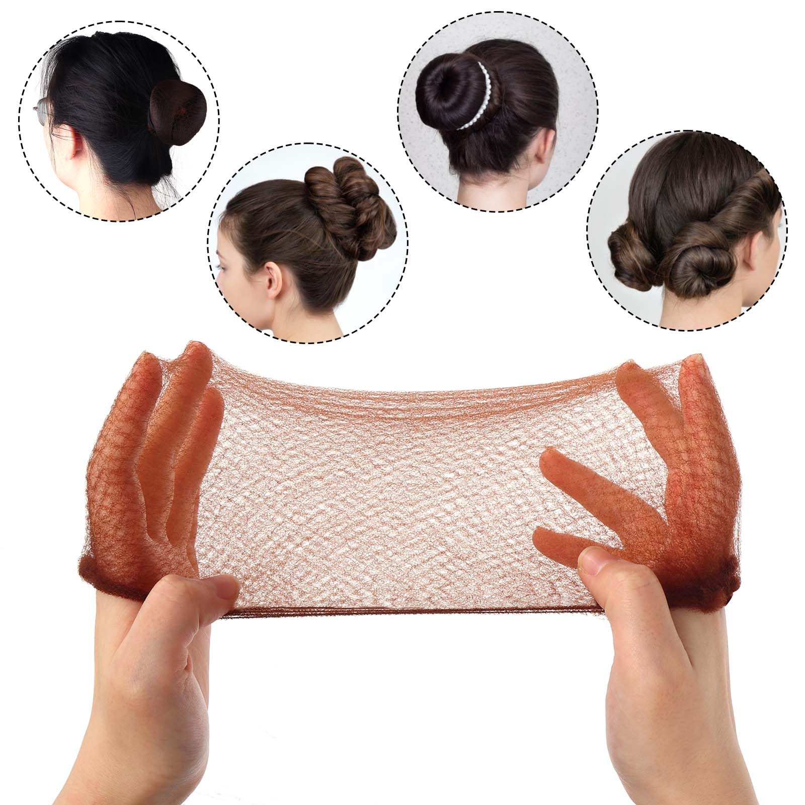 Dimeho Unsichtbare Haarnetze 20 Stück Bun Netze Haarnetze Elastisches Perückennetze, Individuelles Paket Haar-Dutt-Netz für Tanz Ballett Dutt-Maker, Kinder, Mädchen, Frauen haardonut (braun)