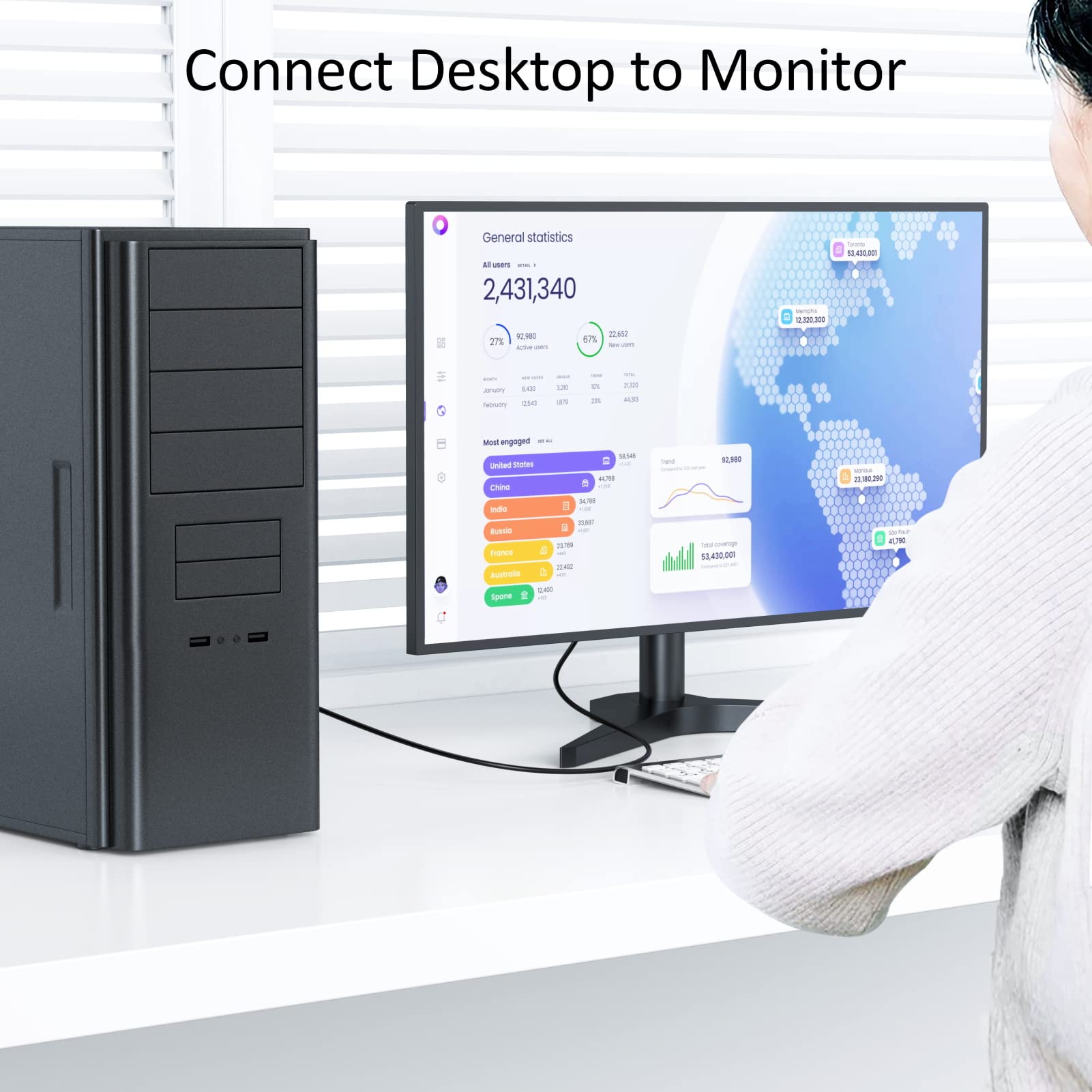 HDMI To VGA 6 Feet Cable, IXEVER UnDirectional HDMI (Source) To VGA (Display) Cable (Male To Male) Compatible For Computer, Desktop, Laptop, PC, Monitor, Projector, HDTV, Roku, Xbox