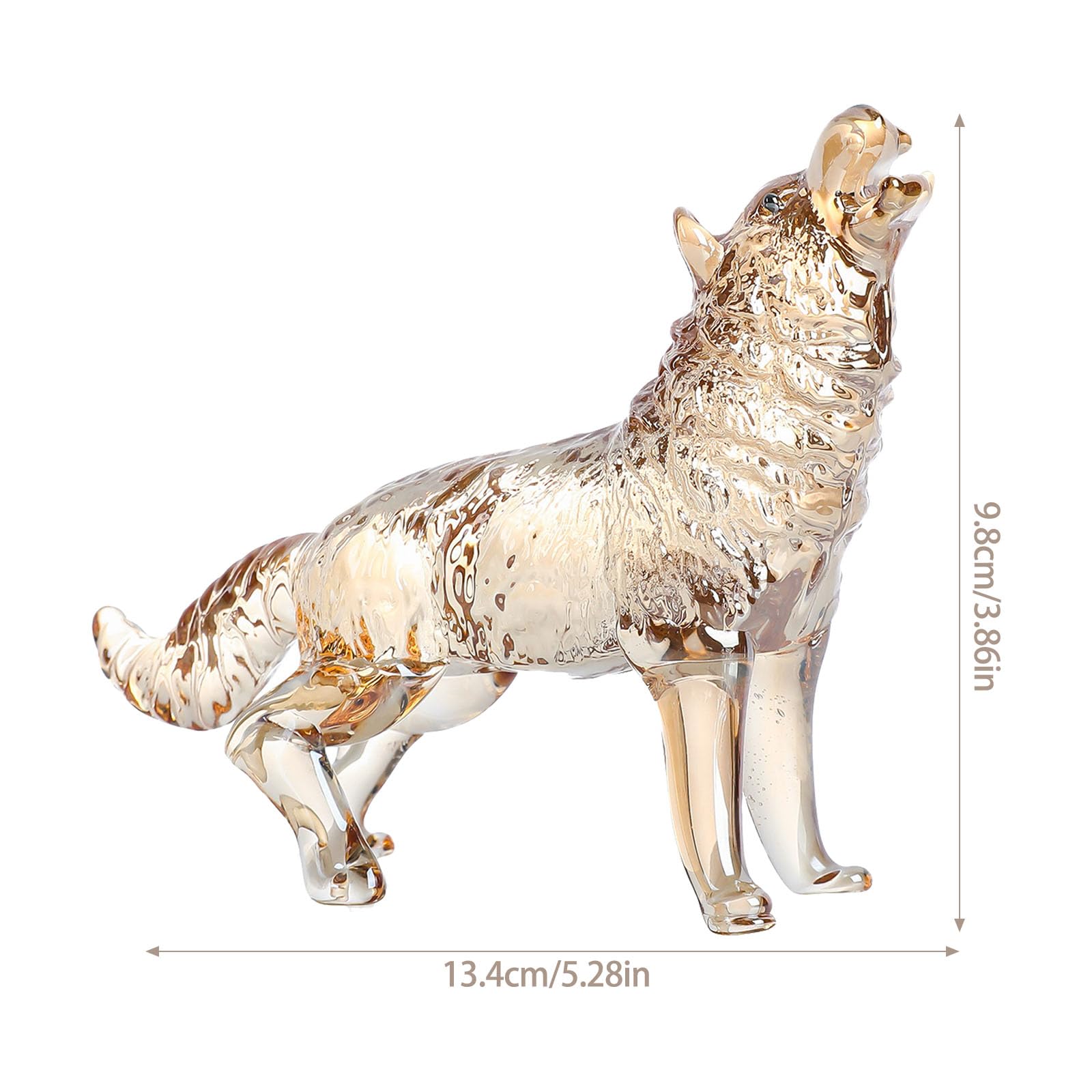 Figura de lobo de cristal de cristales, estatua de lobo aullido, escultura de animales de vidrio, pisapapeles coleccionable, decoración del hogar