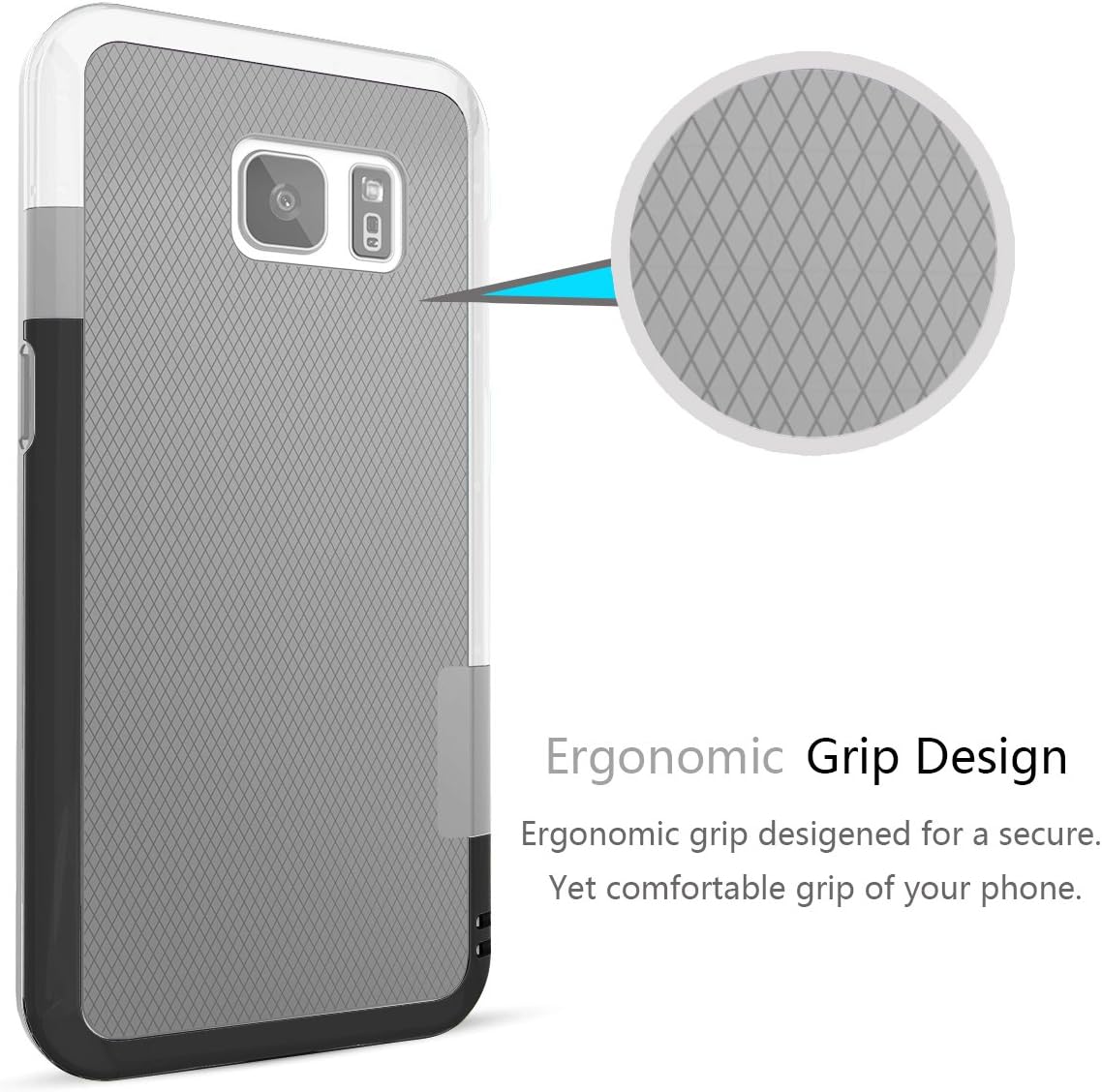 TILL Galaxy S7 Case, TILL Ultra Slim 3 Color Hybrid Dual Layer Shockproof Case Extra Front Raised Lip Soft TPU Hard PC Bumper Protective Case Cover for Samsung Galaxy S7 G930 GS7 [Light Gray]