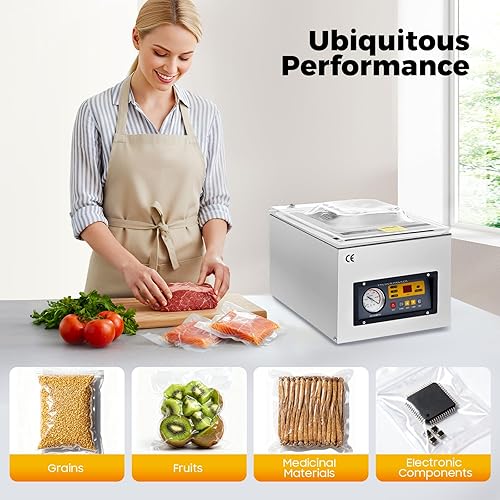 Miniatura 7 de Commercial Chamber Vacuum Sealer, Vacuum Sealing Machine for Food, Tabletop Automatic Packaging Machine, 120W Digital Food Chamber Sealer, Vacuum