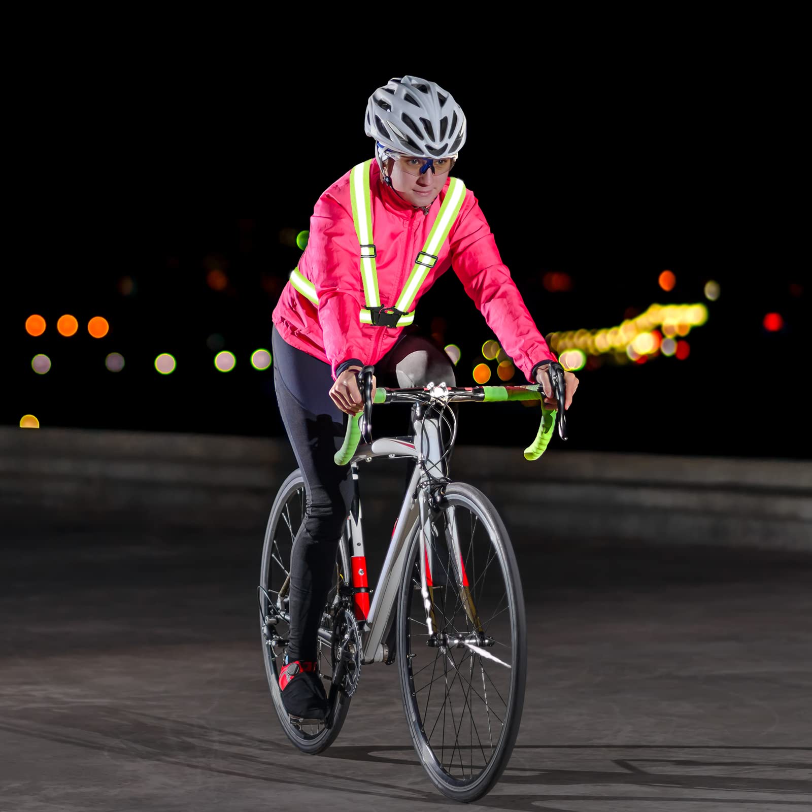 Chaleco reflectante para correr para mujer caminando por la noche, paquete de 2 chalecos de seguridad para correr con correa reflectante de visibilidad de 360°