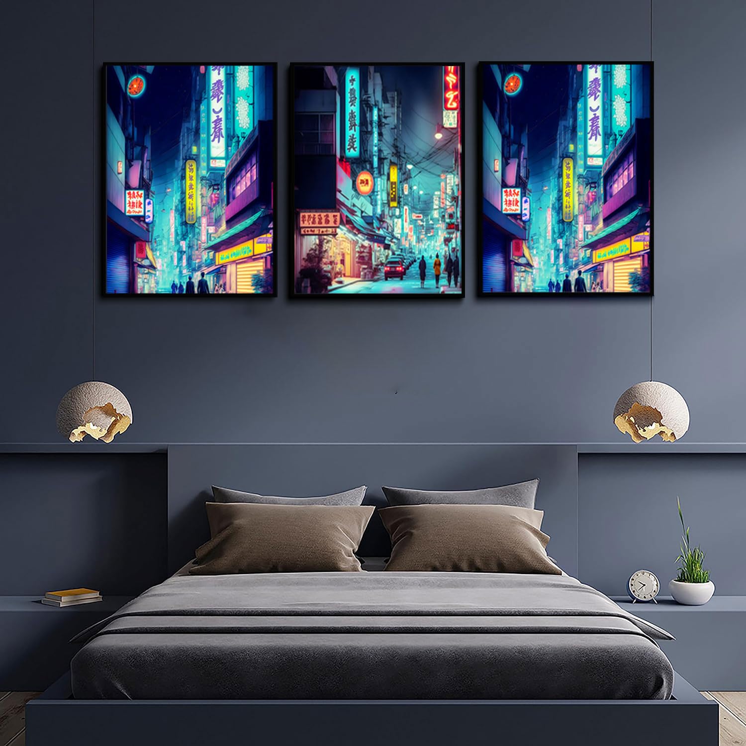 3Pcs Japanese Cityscape Wall Art Japan Cyberpunk Neon Posters