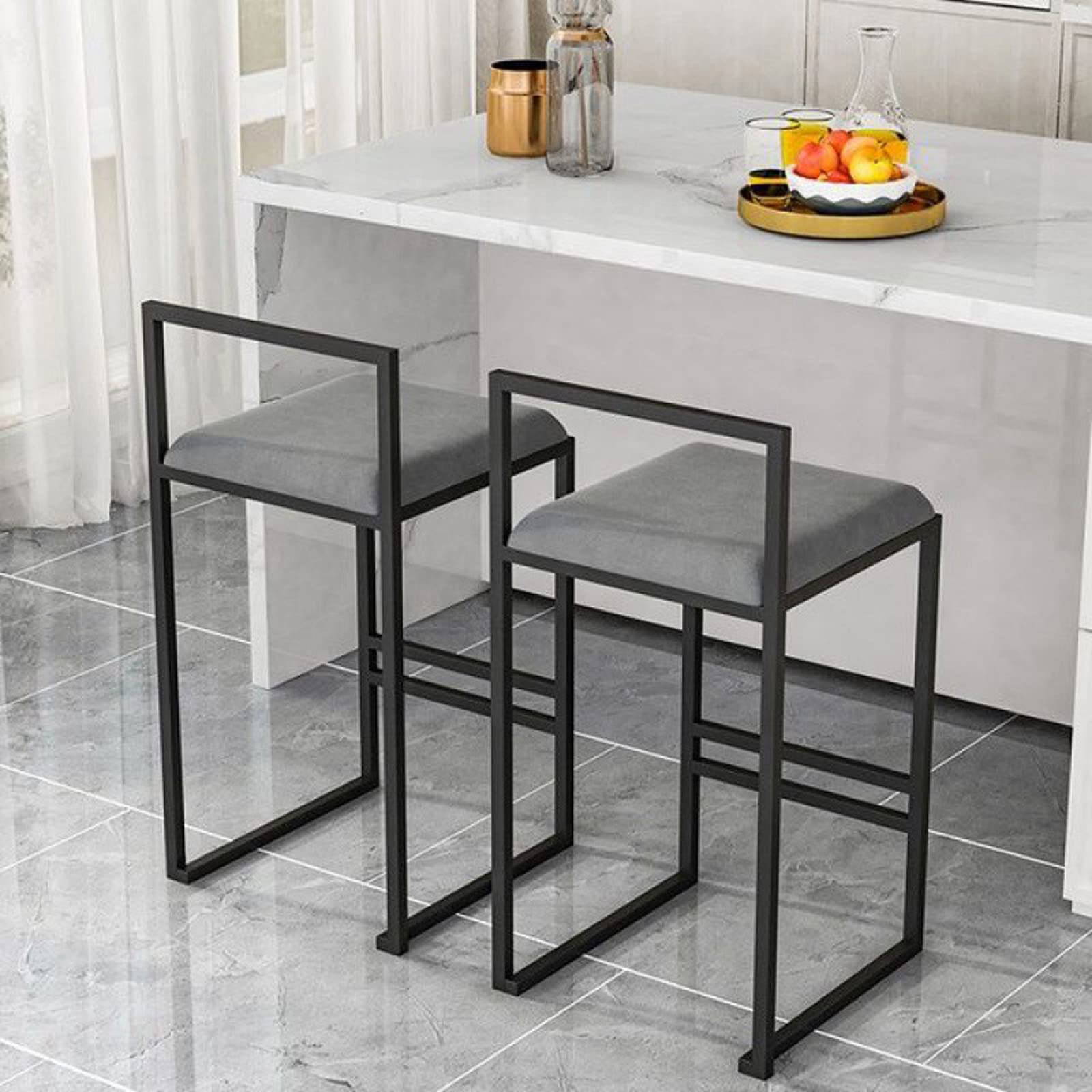 Velours tabouret de bar de cuisine confortable pour manger au comptoir de l'îlot