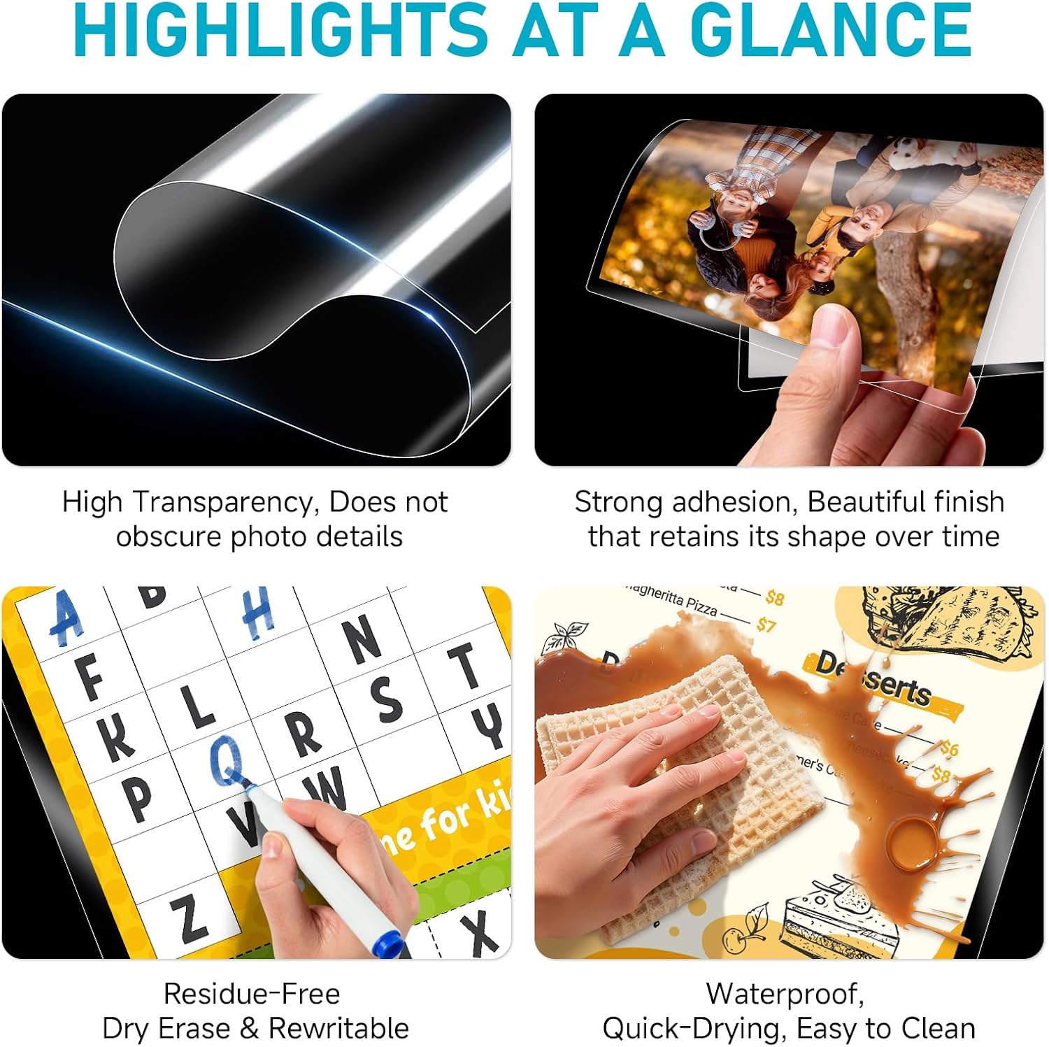 T&W SAME FILM 100 Pack Self Adhesive Laminating Sheets, 4mil, 8 x 11 Inch Laminator Sheets, Self Sealing Laminating Sheets for Laminator, Round Corner, No Heat, No Machine Needed