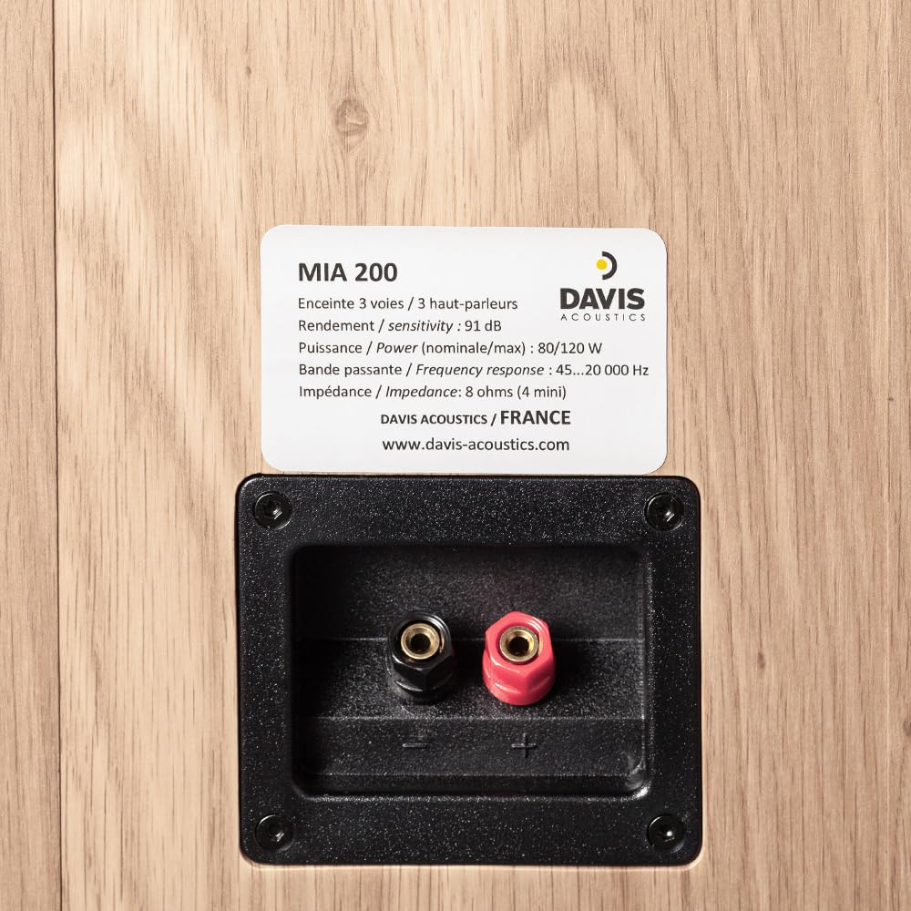 Davis Acoustics Mia 200 Chêne Clair - Colonne 3 Voies/3 Haut-parleurs - Enceinte Vendue à la Paire