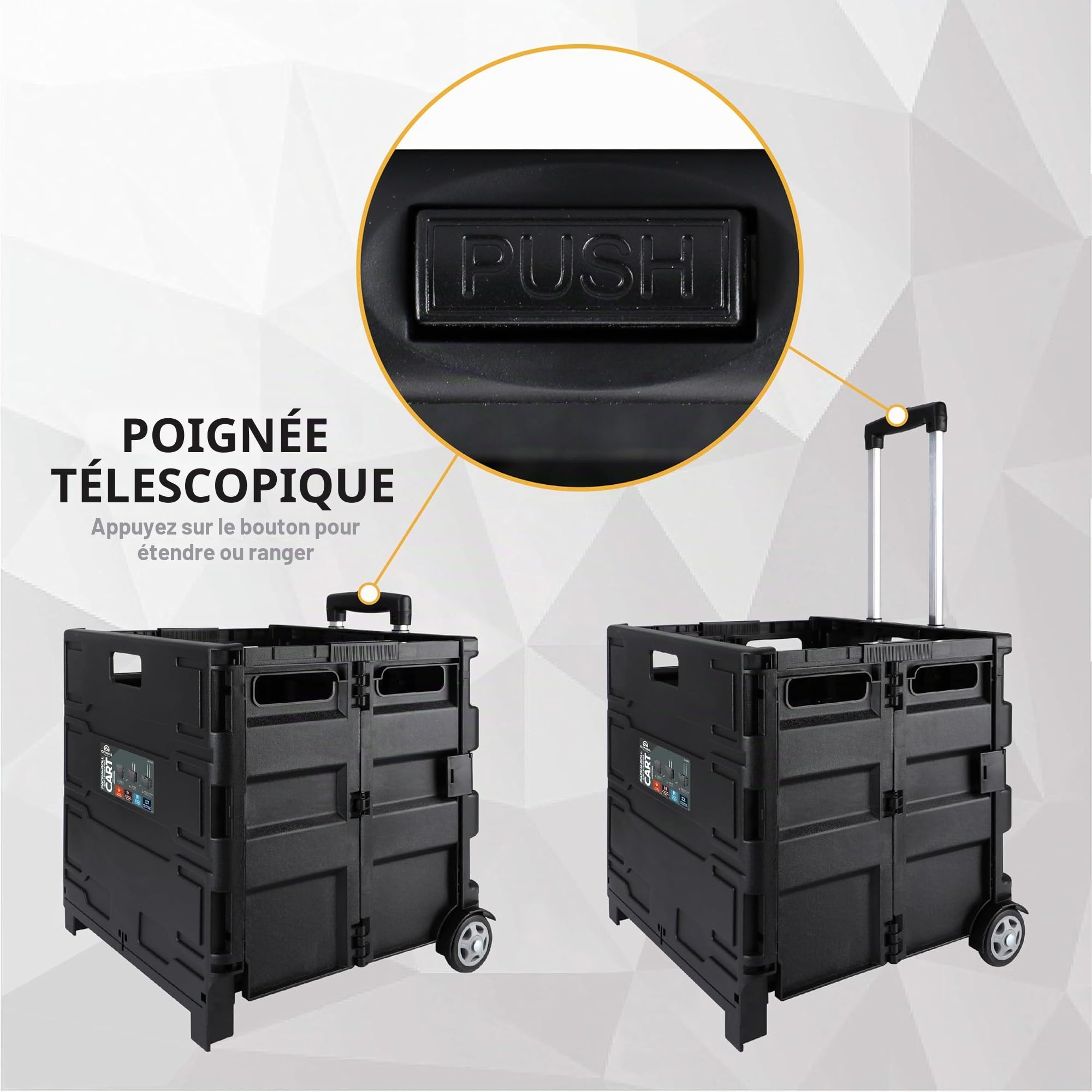 Olympia Tools 85-010 Grand Pack-N-Roll Porte-outils portable avec poignée télescopique Capacité de charge 36,3 kg Noir