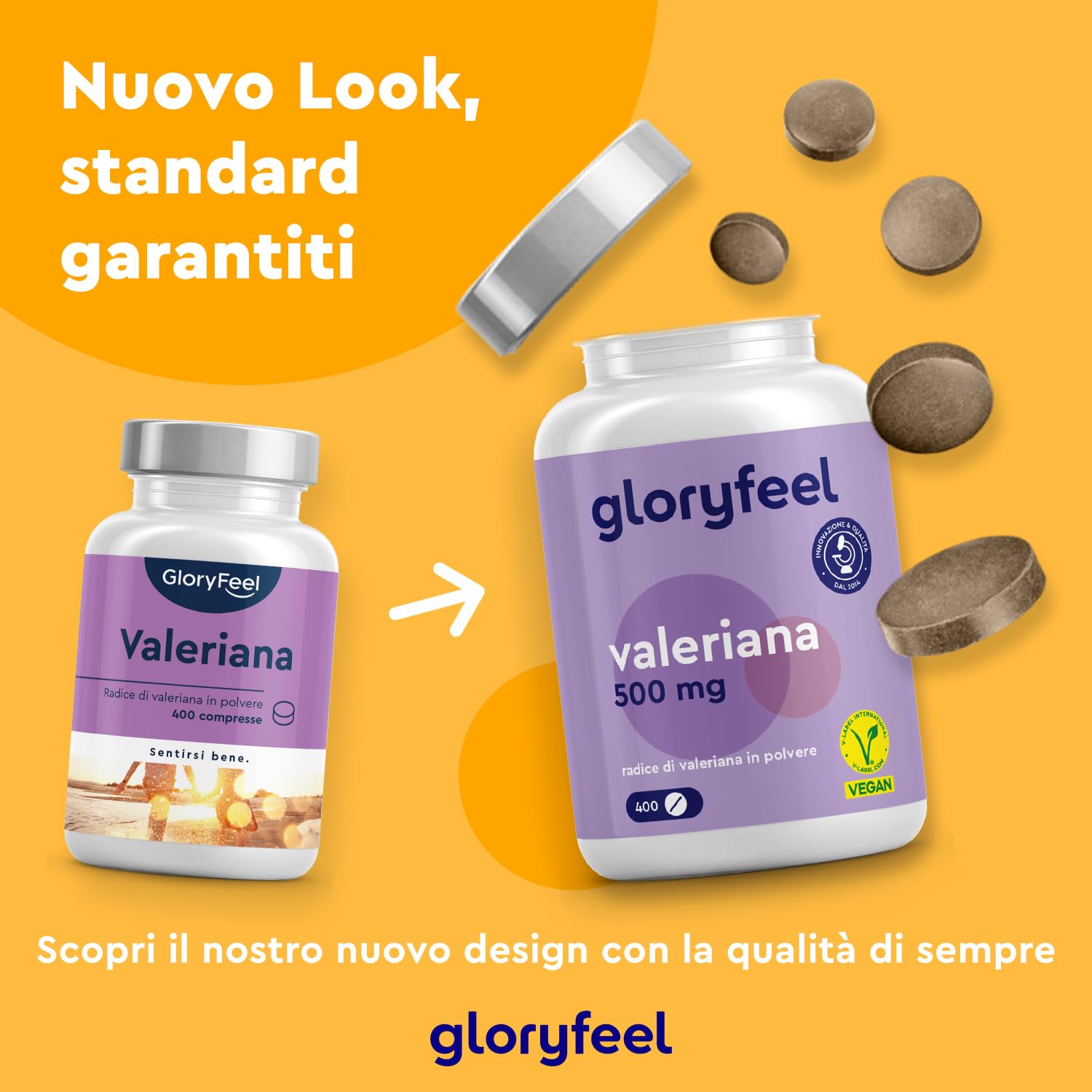 Valeriana Forte Integratore, 500 mg di Radice di Valeriana Pura per Dose, 400 Compresse, per Dormire, Favorisce il Rilassamento, Senza Additivi, 100% Vegan
