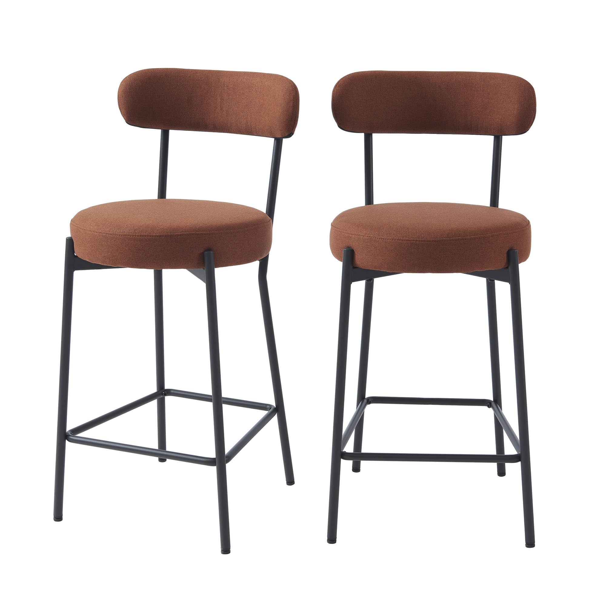 Lot de 2 tabourets de bar NOA tissu bouclette blanc H66 cm Lot de 2 tabourets de bar NOA tissu bouclette blanc H66 cm