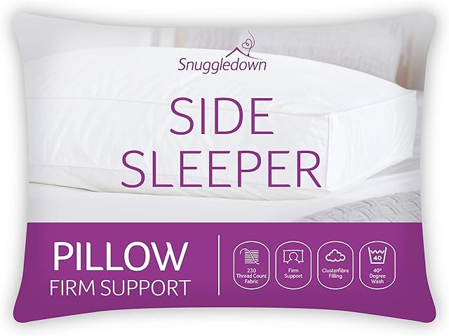 Snuggledown Side Sleeper White Pillow Firm Support Designed for Side Sleepers Bed Pillows, 1-Pack