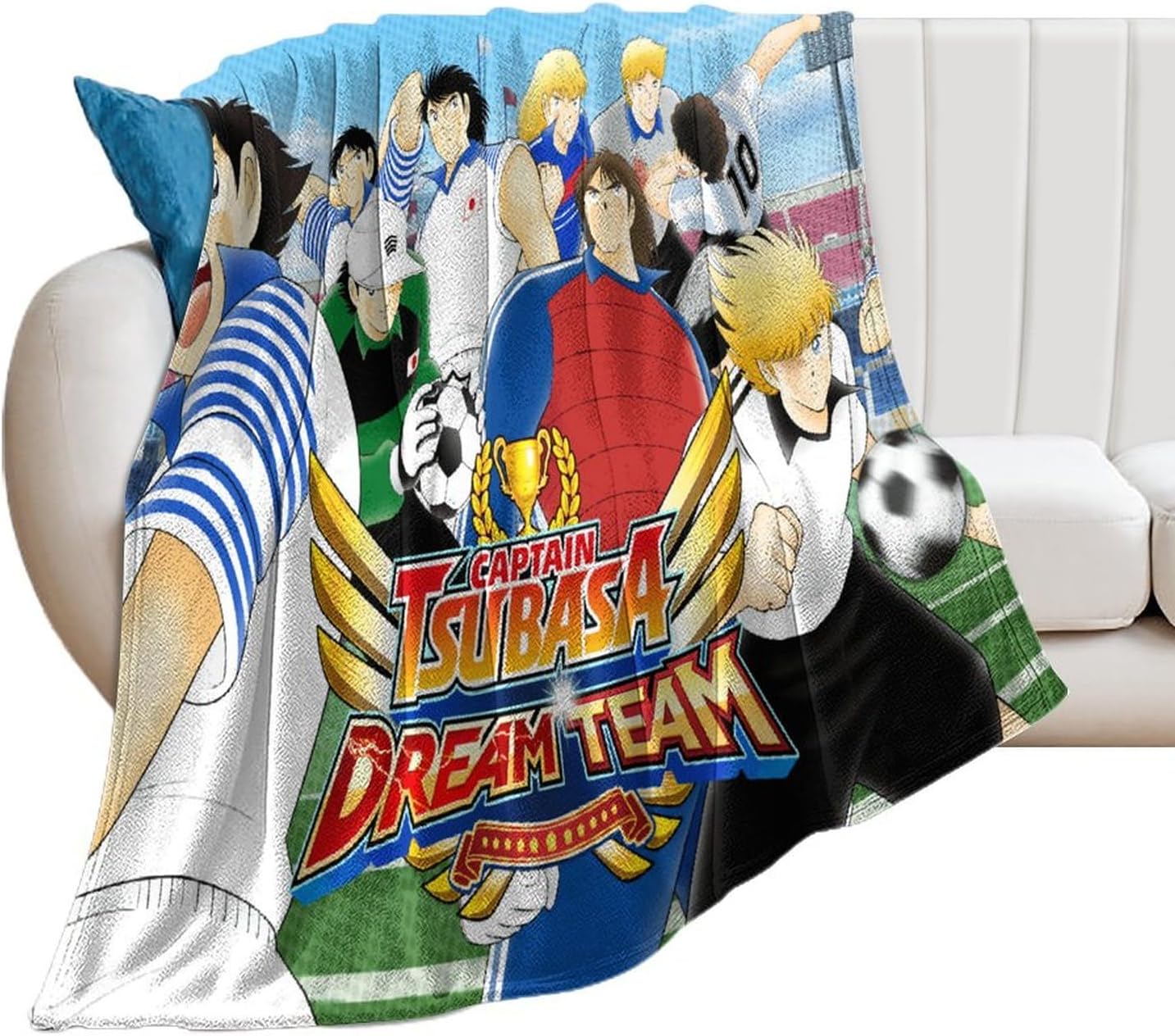 – Japanese Stadium Manga Captain Tsubasa Anime Poster Fleece Bed Blanket Flannel All Season Use Cozy Plush Lightweight Throw Blankets Fall Decor 70"x80"
