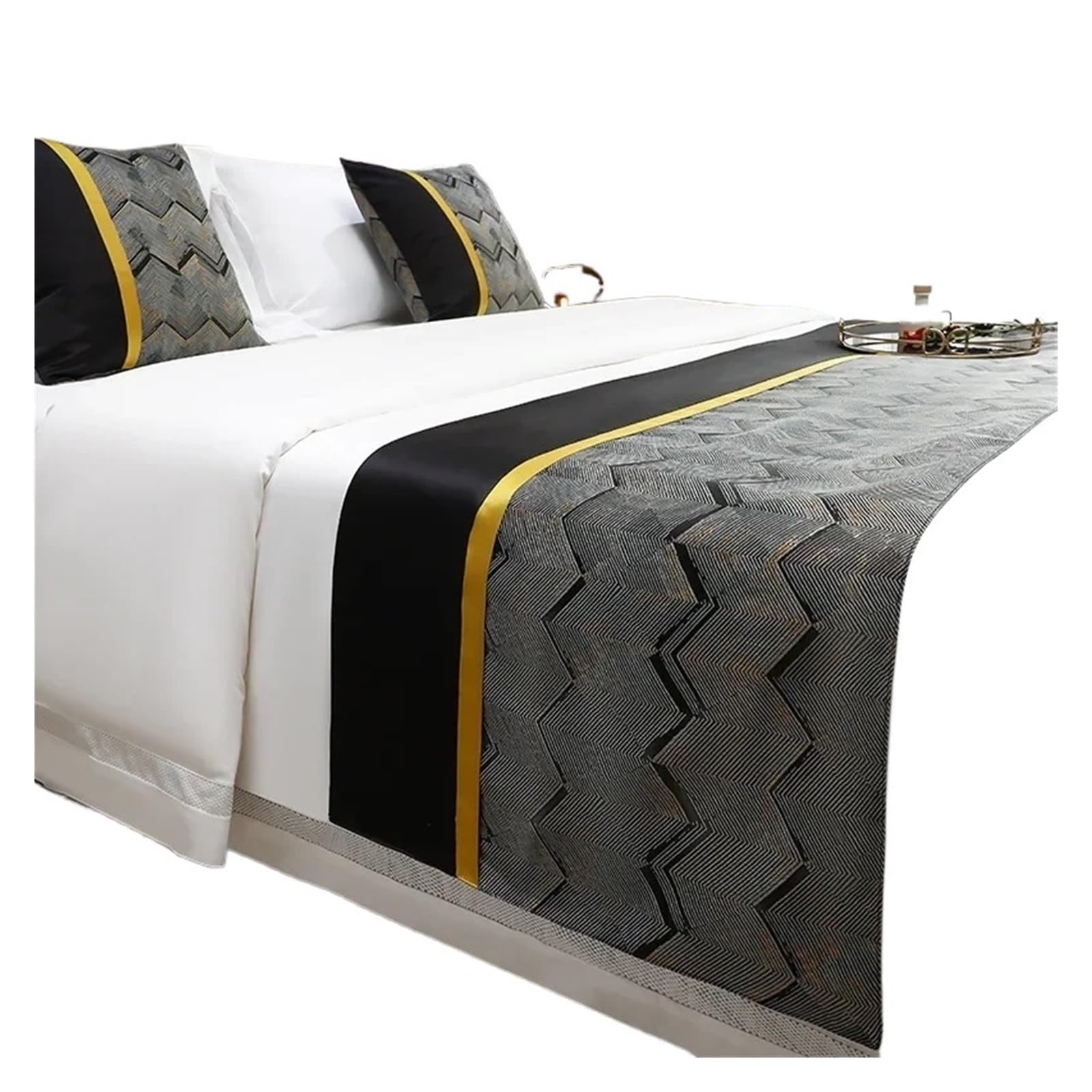 SHENJMAI Bed Runner Modern Simple Bed Flag Hotel Decoration for Home Parlor Wedding Room Pillowcase(Black,50x180cm runner X1)