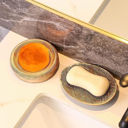 Miniatura 5 de Jabonera de cerámica vintage bandeja jabonera para ducha, baño, fregadero, cocina, encimera de esponja (negro y marrón)