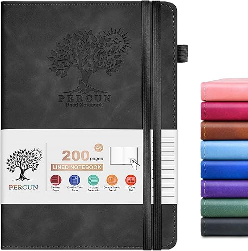 Miniatura 19 de Cuaderno rayado para hombres y mujeres, 160 páginas con rayas universitarias para escribir, cuadernos A5 de cuero de tapa dura para el trabajo,
