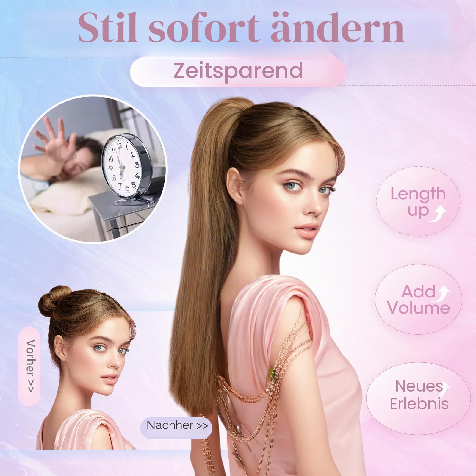 MY-LADY Ponytail Extension Zopf Echthaar, 40cm Dunkel Braun Lang Pferdeschwanz mit Klammer Clip In Zopf Haarverlängerung für Damen Glatt 105g #02