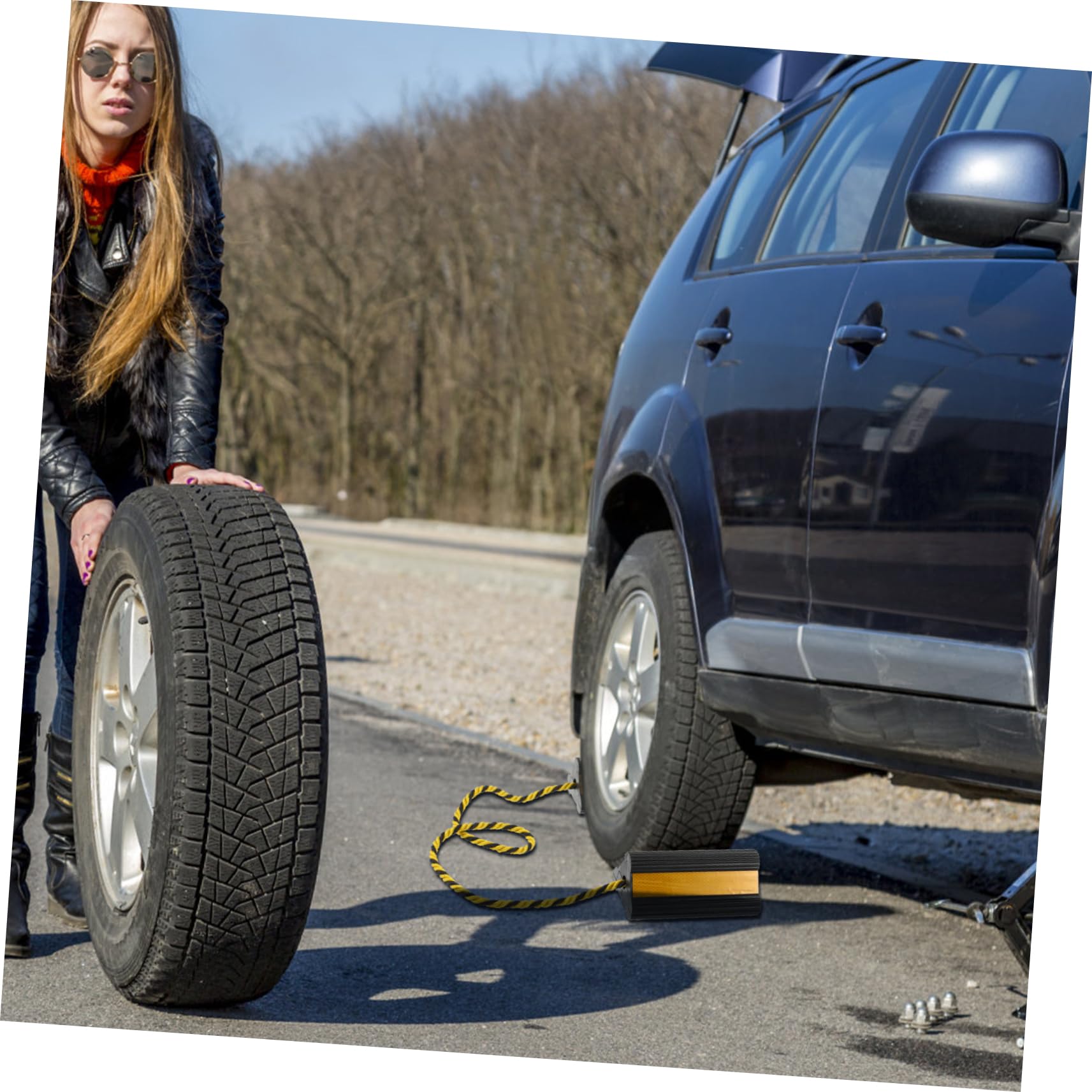 Generico ammortizzatore accessori per auto Rimorchio ruota bloccare cono di traffico sportivo parà asse tappo cunei accessori camper Cuneo in gomma per carichi pesanti gomma da cancellare