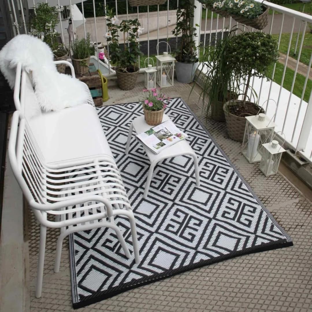 Garden Mile Large Al Fresco Outdoor Rug Portable Anti-Slip UV-Resistant Weatherproof Indoor Outdoor Area Rugs for Garden, Patio, Deck, Picnic, Beach 180cm x 120cm (Reversable - 180x120cm) โ image 1
