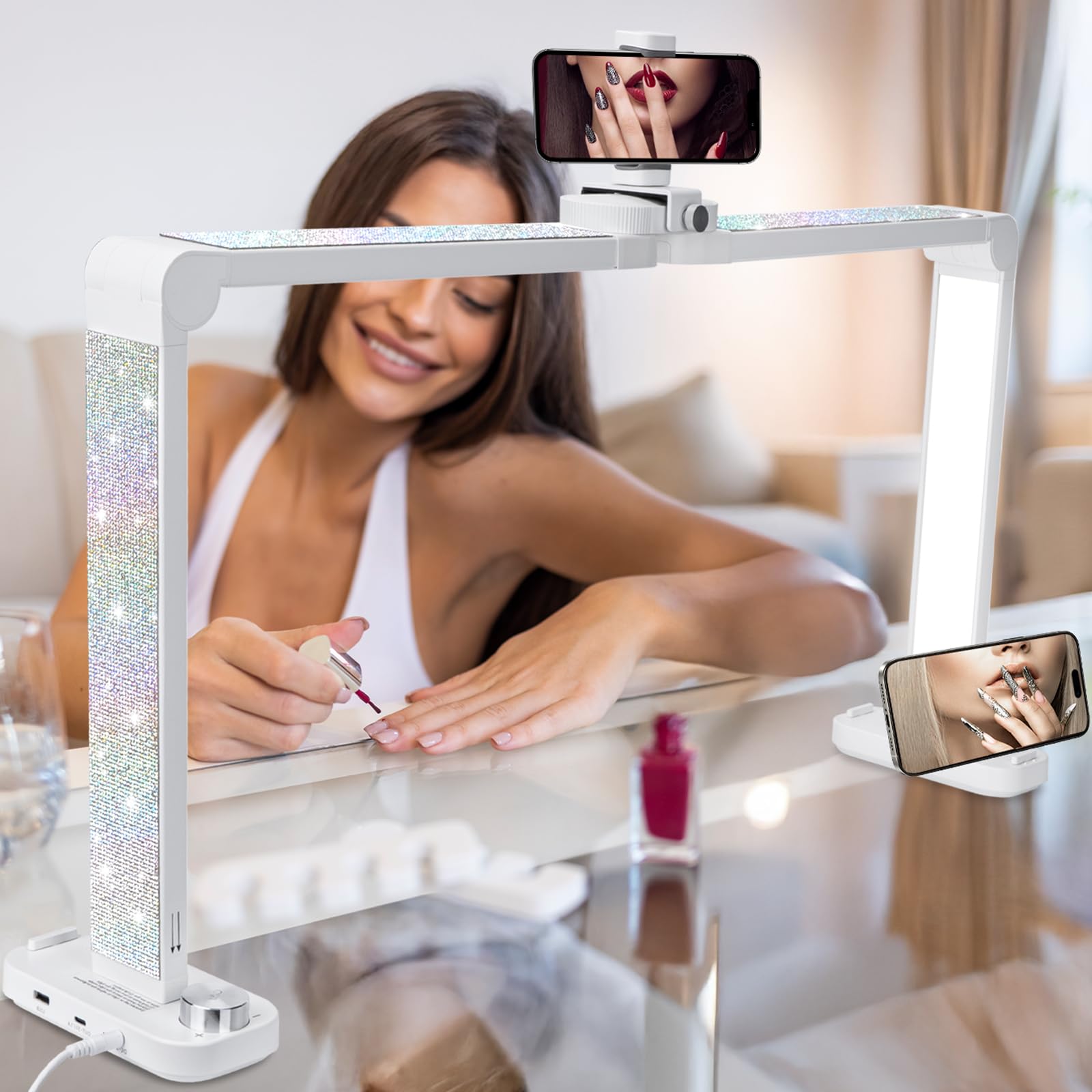 Photo 1 of 34" Half Moon Light 180°No shadow Foldable Arch Desk Lamp with Phone Stand