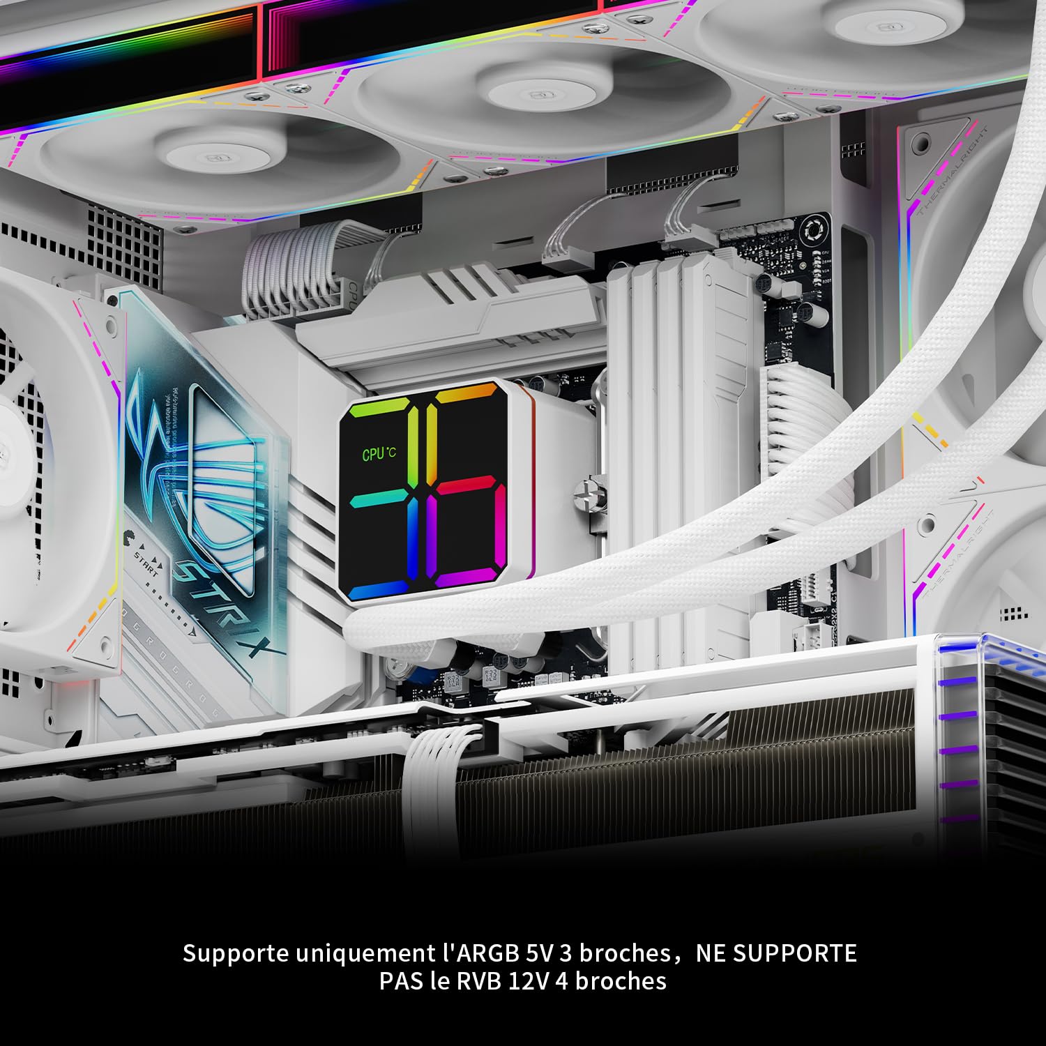 Thermalright Magic Qube 360 ARGB White - Raffreddatore per CPU 360 Aio, tre ventole TL-M12QW PWM, testa di raffreddamento digitale per AM4/AM5, Intel LGA1851/1700/1150/1151/1200