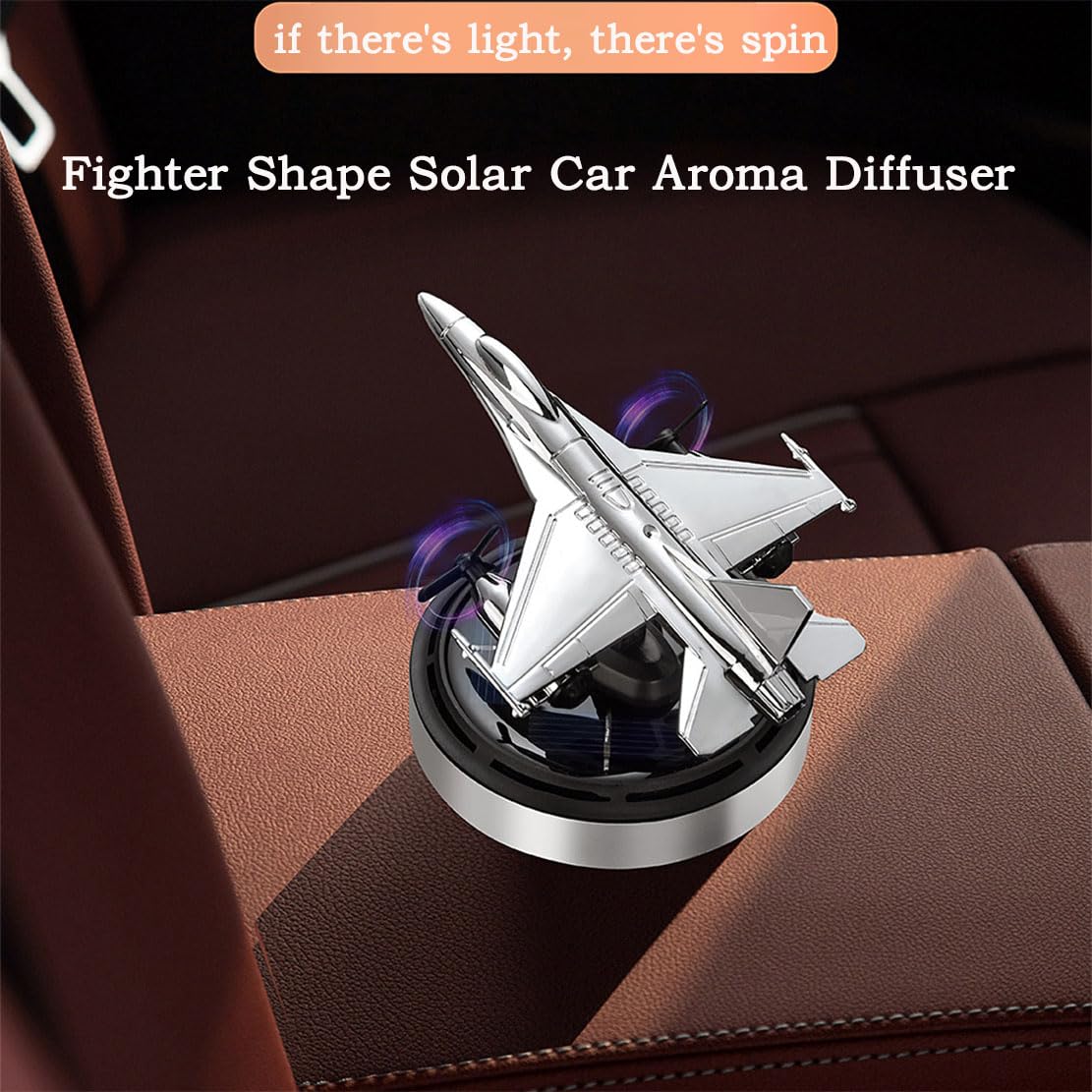 Difusor Solar de Aceites Esenciales para Coche, Diseño de Avión, Base de Aleación, 5 Colores Disponibles (slive, Fighter Style)