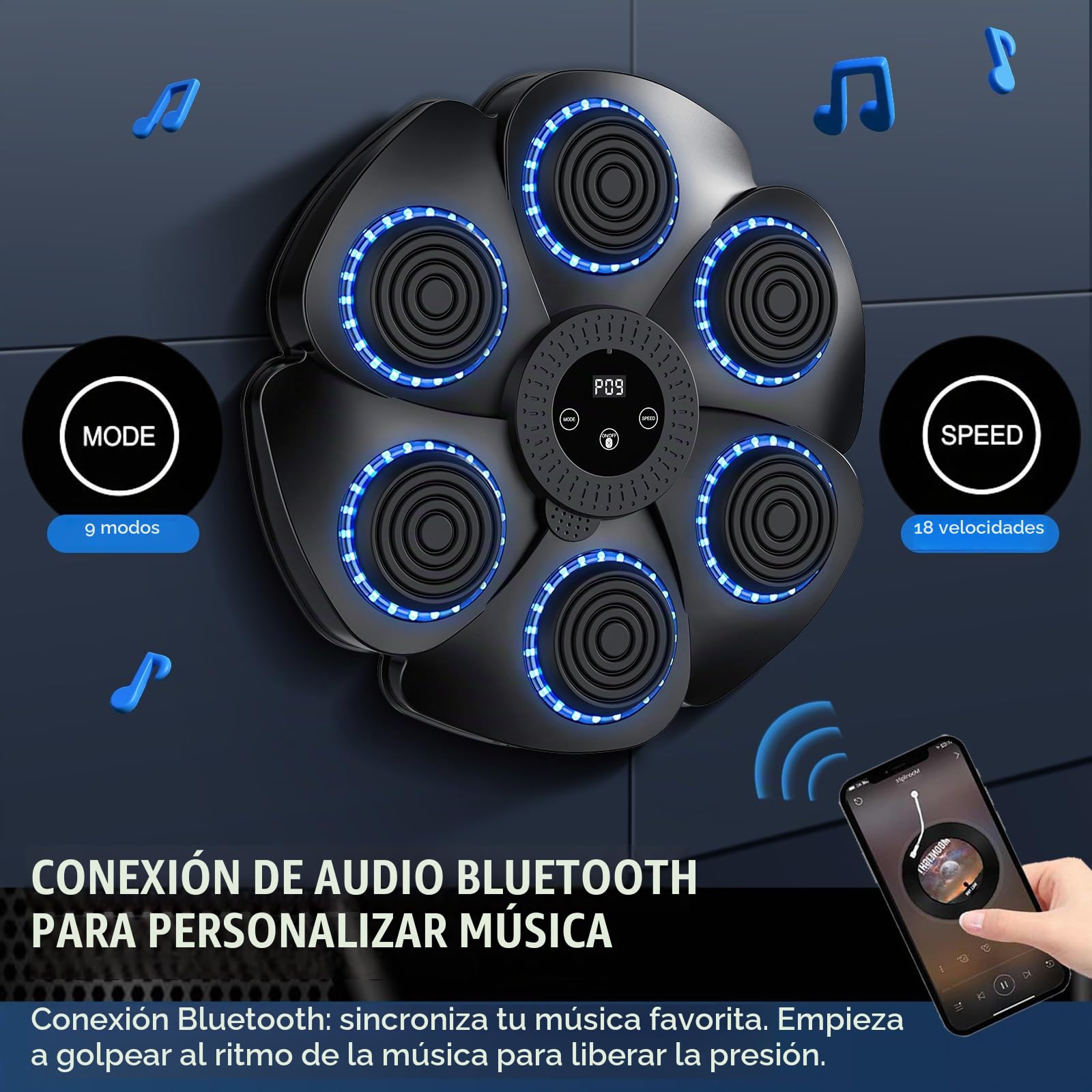 Máquina de Boxeo Musical Bluetooth, Boxeo Pared en Casa