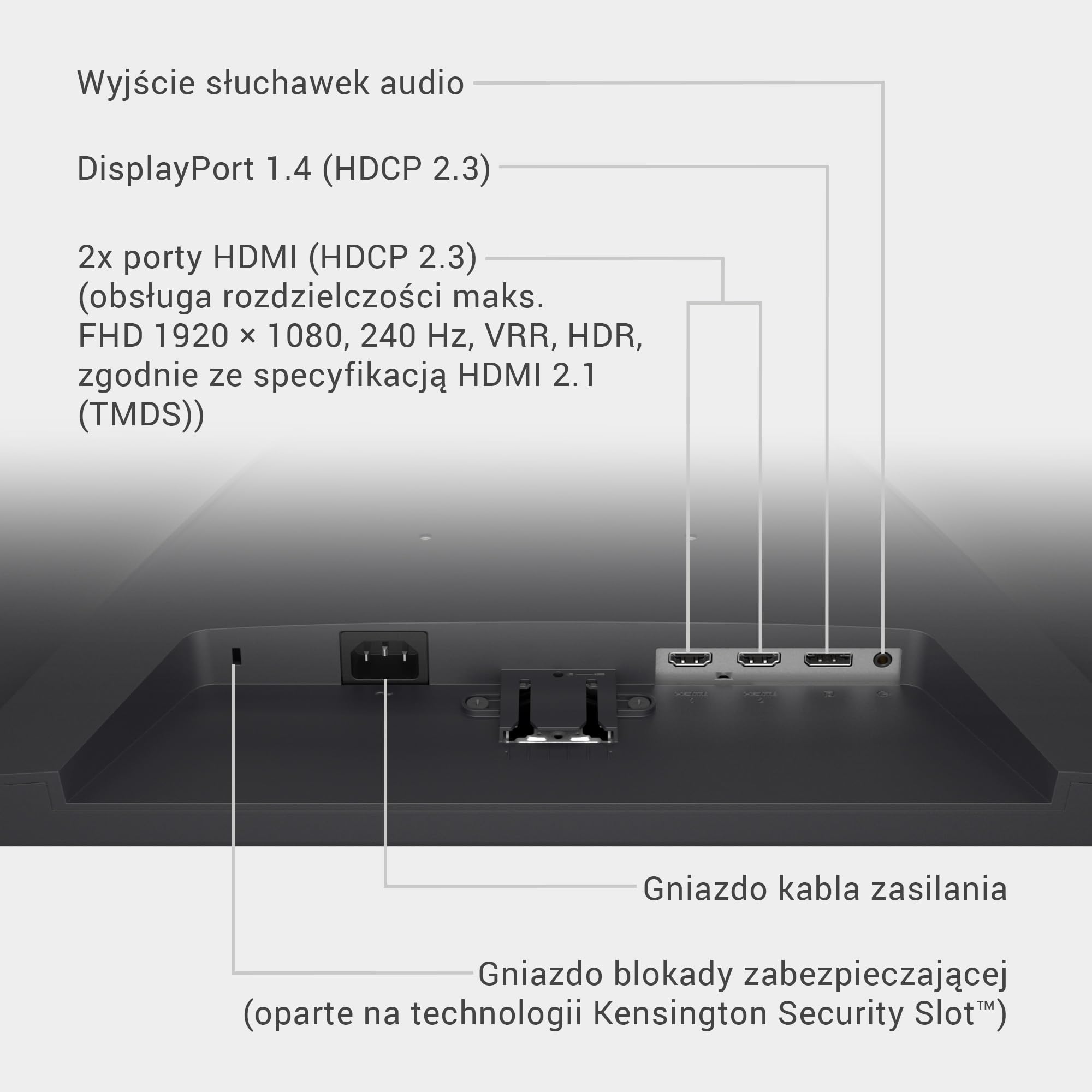 Dell 27 monitorów do gier – SE2726HG, Full HD (1920 x 1080), 240 Hz, szybki IPS, 0,5 ms, AMD FreeSync Premium, 99% sRGB, HDR10, VESA (100 x 100 mm), DisplayPort, 2 HDMI, 3-letnia, czarny