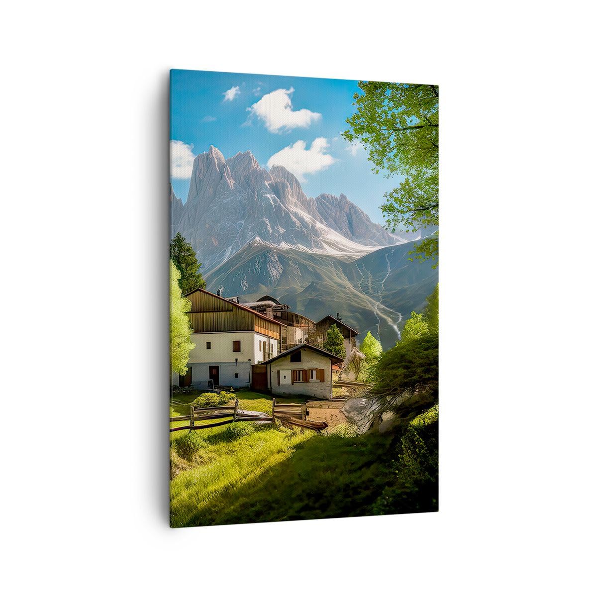 Bilder auf Leinwand 80x120 cm Wandbild Architektur Landschaften - 5814 | Gebirge Landschaft Alpen Vertikal Groß XXL Wanddekoration Wohnzimmer Schlafzimmer Wandkunst Wanddeko Kunstdruck Küche ARTTOR