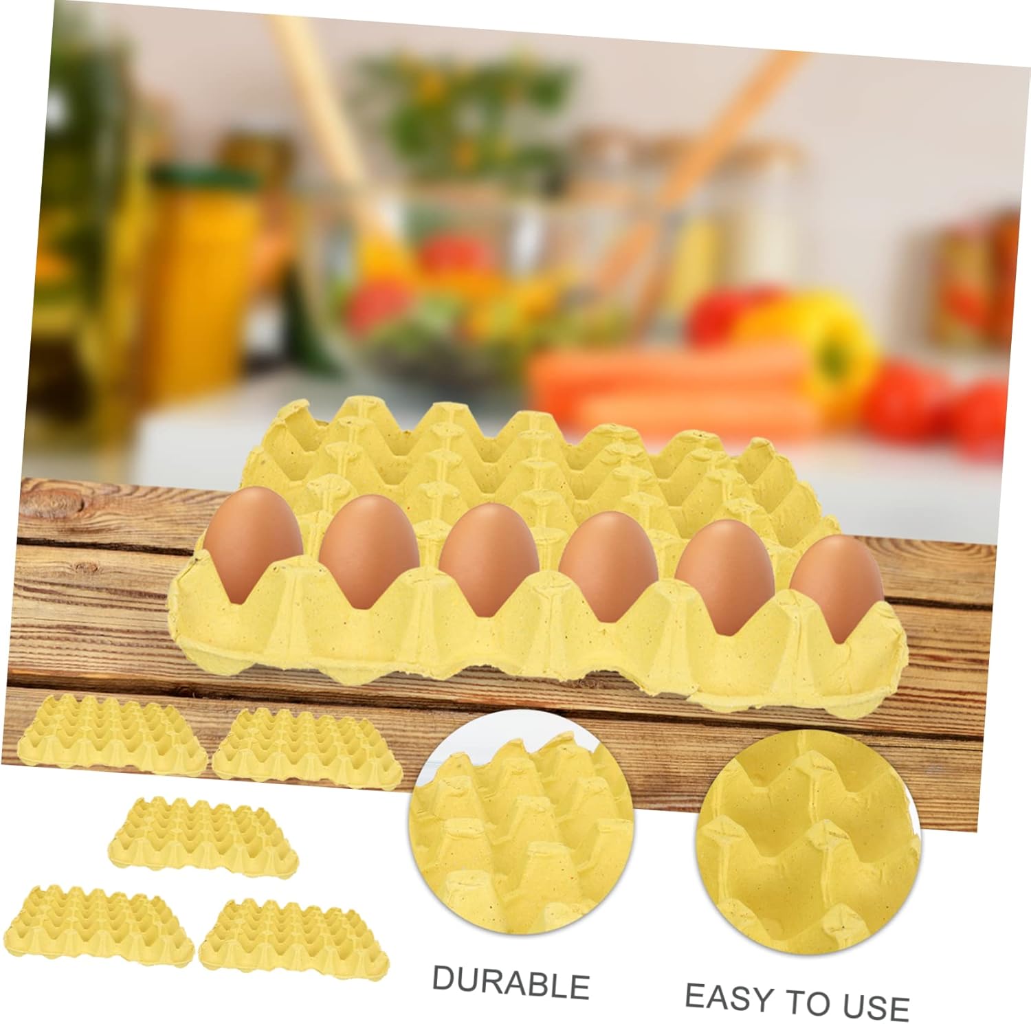 GALPADA 5pcs Yellow Egg Holder Tray Sturdy Multipurpose Egg Storage Racks for Refrigerator Safe Storing Containers with Individual Compartments for Efficient Arrangement