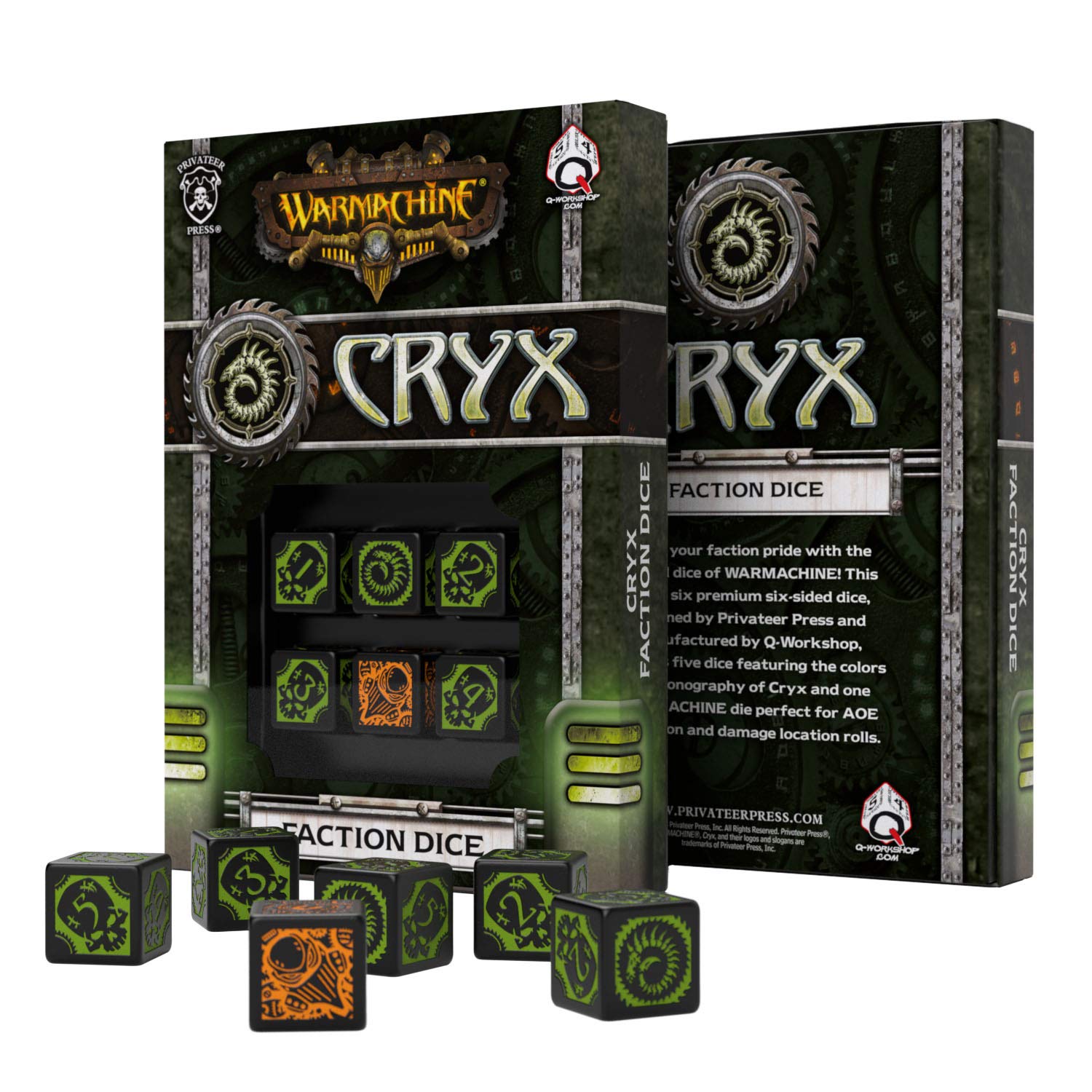 Q WORKSHOP Ciepły zestaw kości Cryx Faction RPG 6 x D6