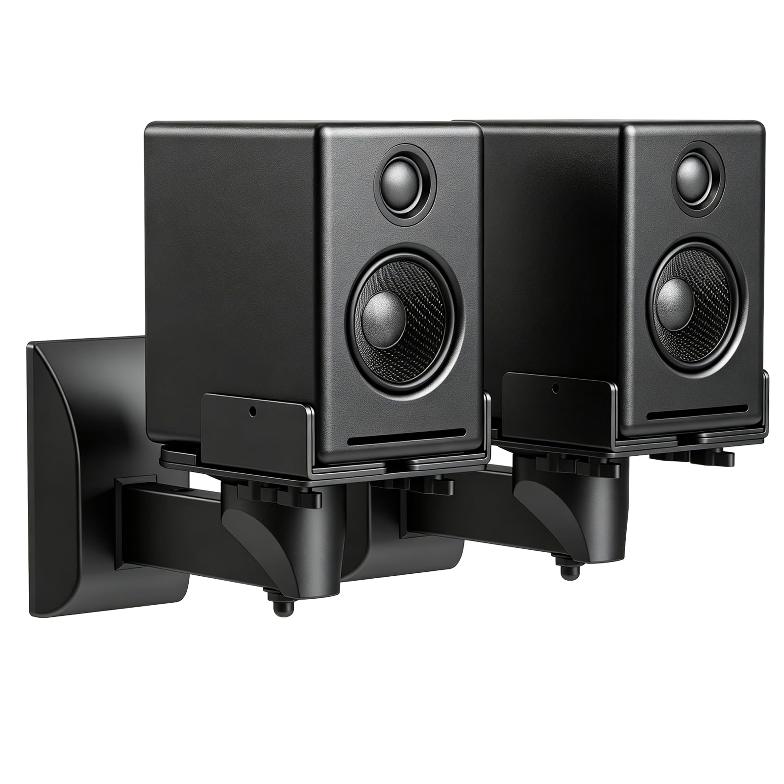 suptek Small Dual Side Clamping Bookshelf Speaker Wall Mounting Bracket for Small Surrounding Sound Speakers, Hold up to 55lbs Black SPM201SE