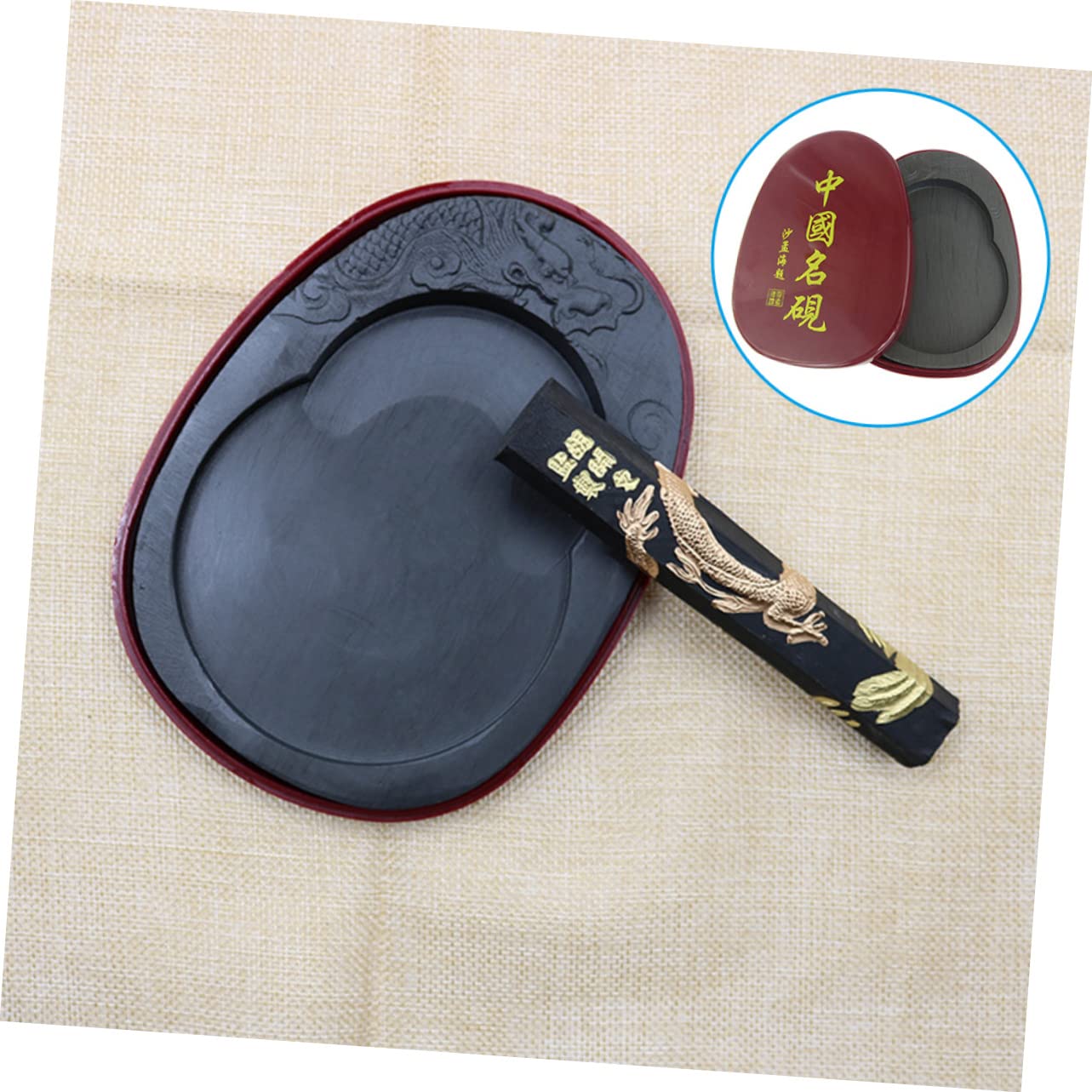 Suministros de Caligrafía y Suministro de Molienda de Tinta para Recipiente para Tinta de Pintura en Piedra Natural Tapa Adecuado para Caligrafía China Pintura Tradicional