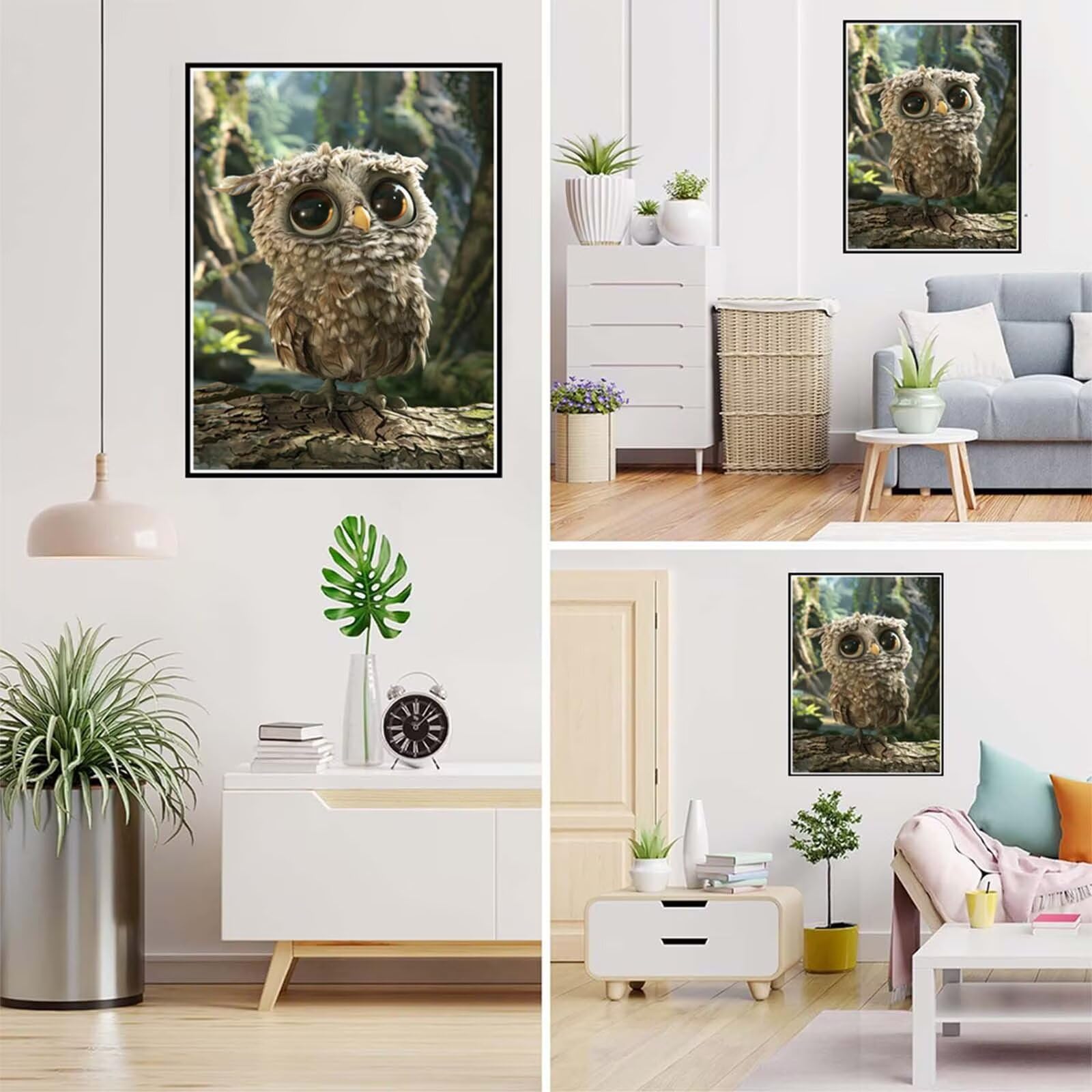 Diamond Painting Tier Malen Nach Zahlen Erwachsene, 5D Diamant Painting Bilder Eule Diamond-painting Mosaikherstellung Bastelset Kinder ab 6 Jahre, Deko Wohnzimmer, Mädchen Geschenke 70x100cm 6X-933