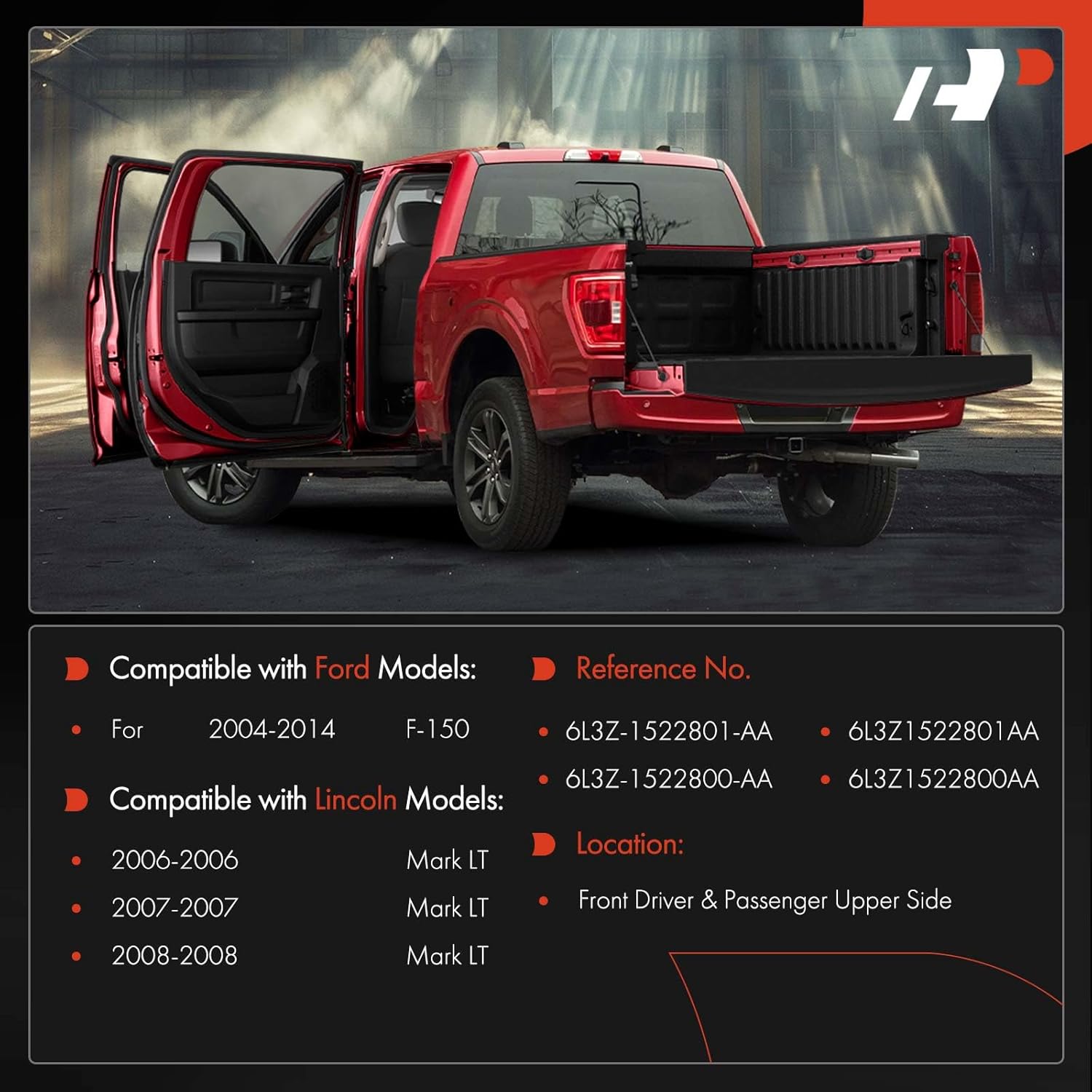 A-Premium Door Hinge Assembly Compatible with Ford F-150 F150 2004-2014 & Lincoln Mark LT 2006-2008, Front Driver & Passenger Upper Side, 2-PC Set